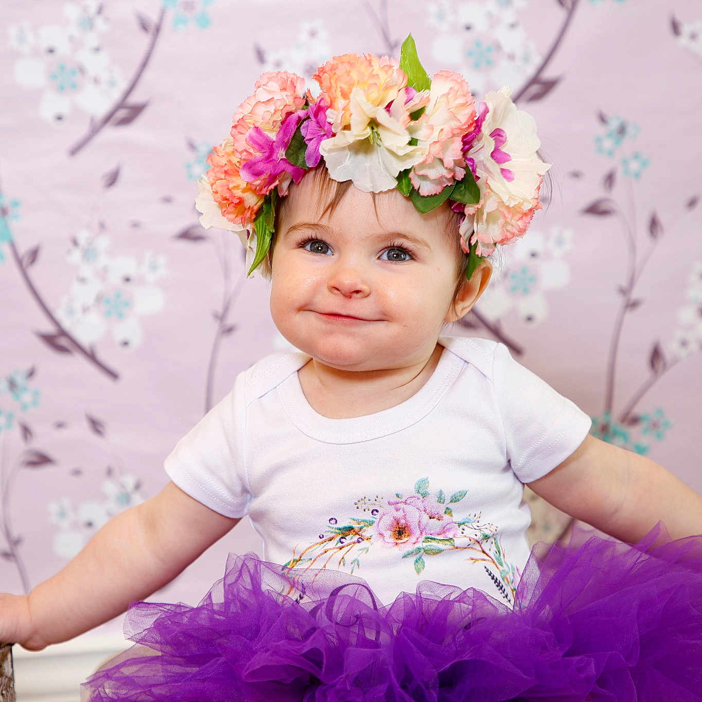 Raeleigh joined the competition — help win amazing prizes! baby, baby_bloomers, baby_toddler_clothing, child, costume, cut_flowers, fashion_accessory, flower, hair_accessory, happy, headgear, headpiece, joy, lavender, lilac, person, petal, pink, plant, purple