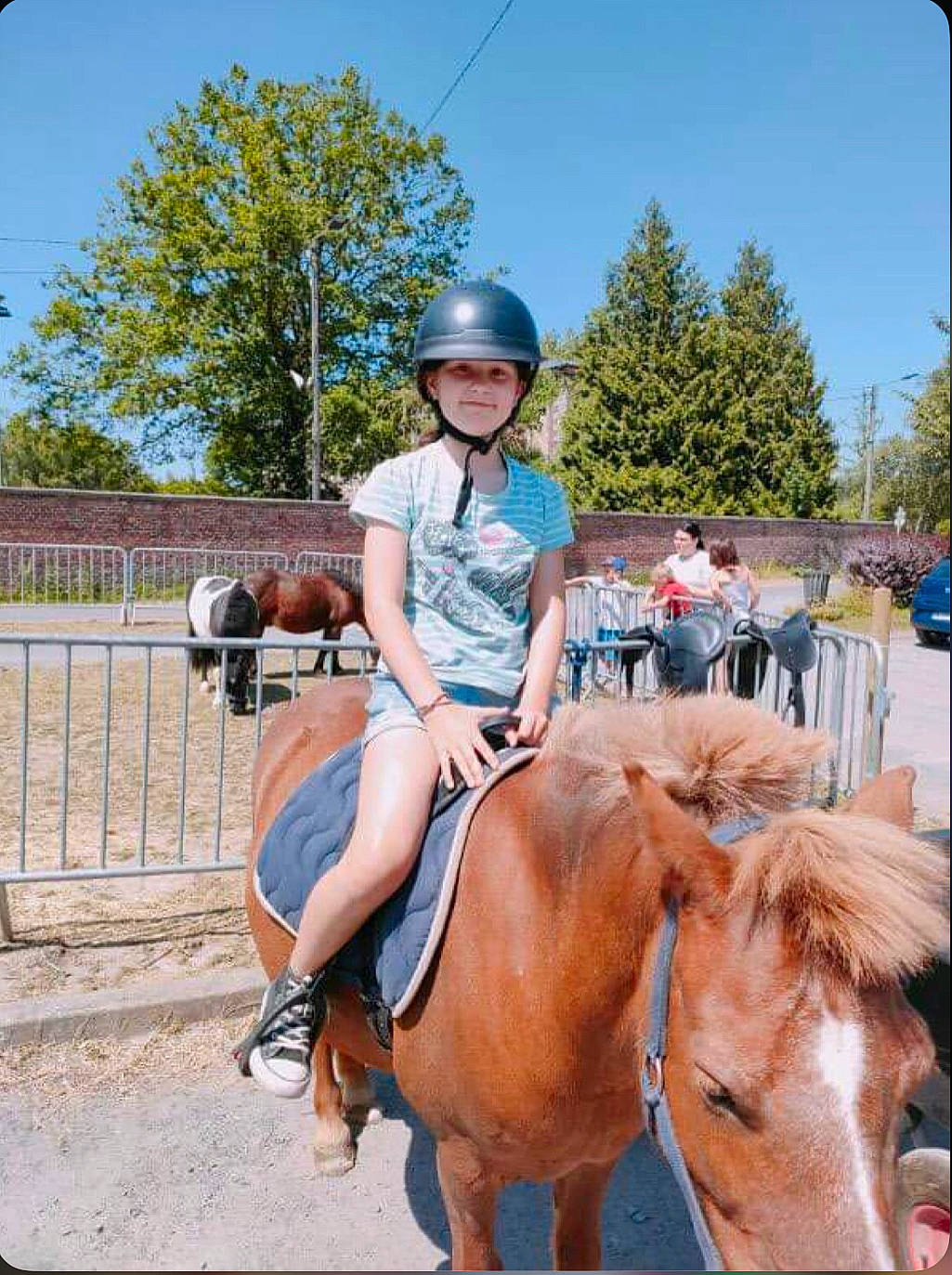 Cléonice participe au concours pour gagner de l'argent avec cette photo : bit, bridle, english_pleasure, english_riding, equestrian_helmet, equestrian_sport, equestrianism, headwear, helmet, horse, horse_supplies, horse_tack, jockey, joy, mane, pack_animal, person, rein, saddle, sky