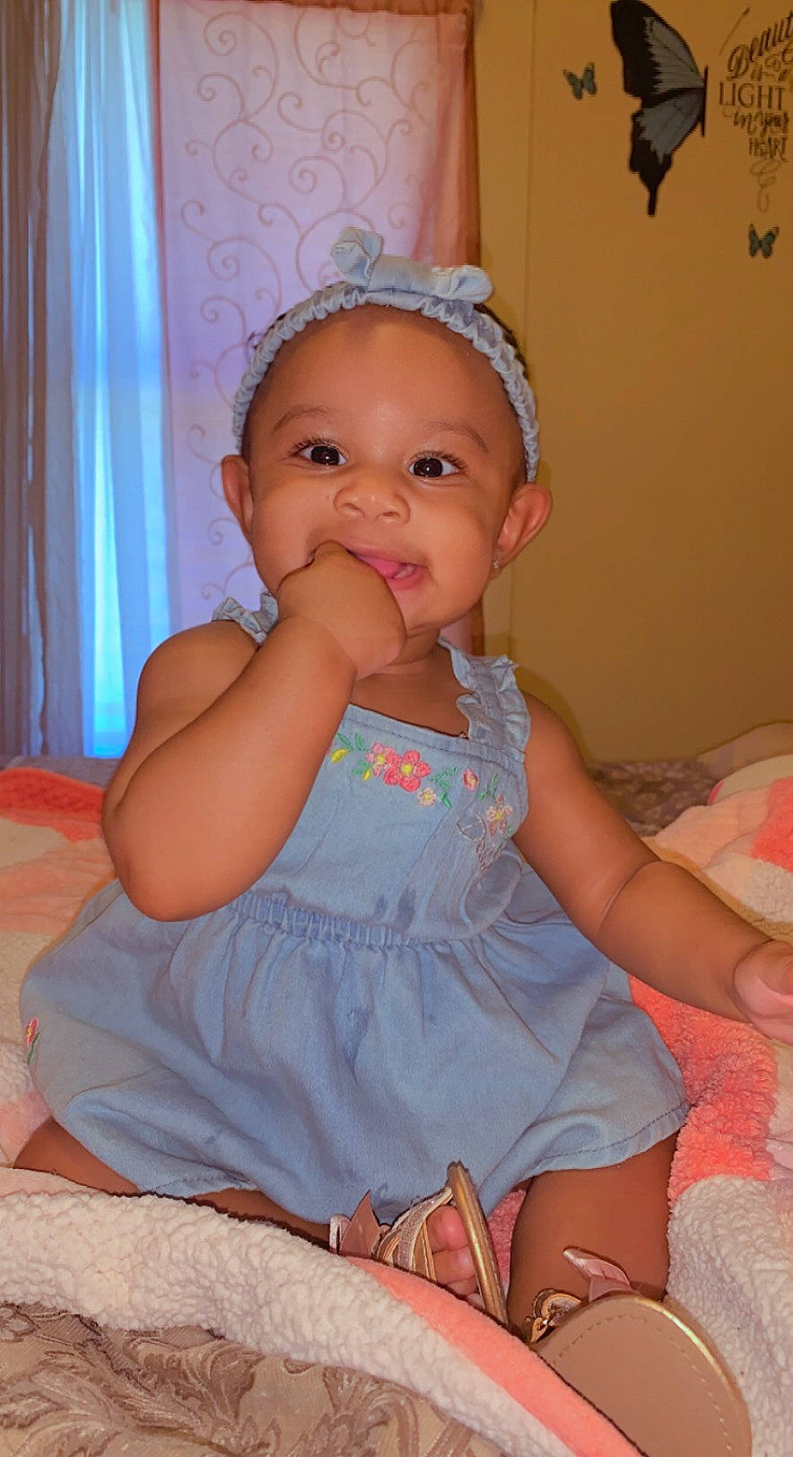 Tahliya Stonewall joined the competition — help win amazing prizes! baby_toddler_clothing, cheek, chin, curtain, dress, eye, facial_expression, finger, fun, hairstyle, human, human_body, iris, lip, mouth, person, pink, skin, standing, textile