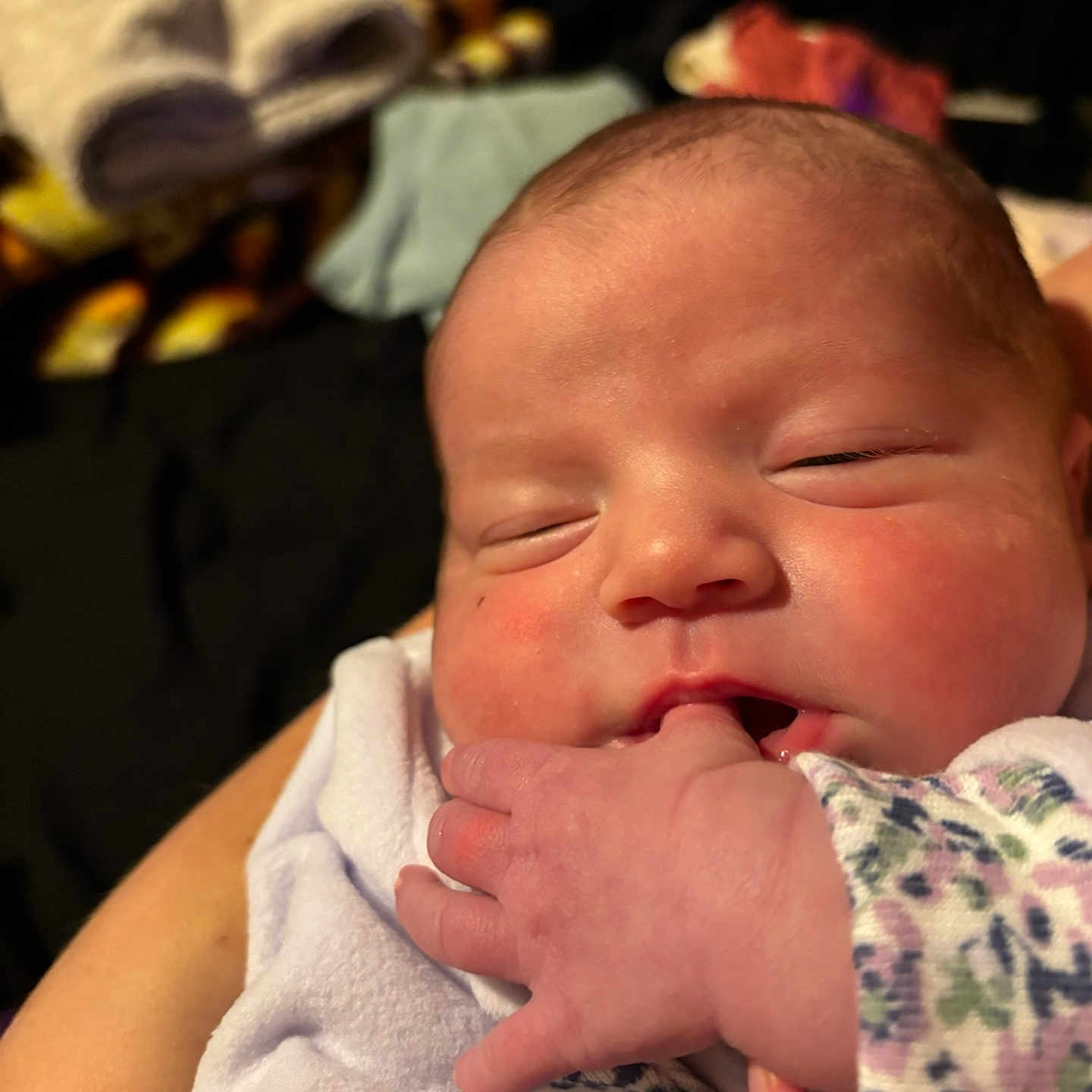 Freya Marie joined the competition — help win amazing prizes! baby, bed, bedroom, blanket, bodypart, cushion, face, finger, furniture, hand, head, homedecor, indoors, newborn, person, photography, portrait, quilt, room, sleeping