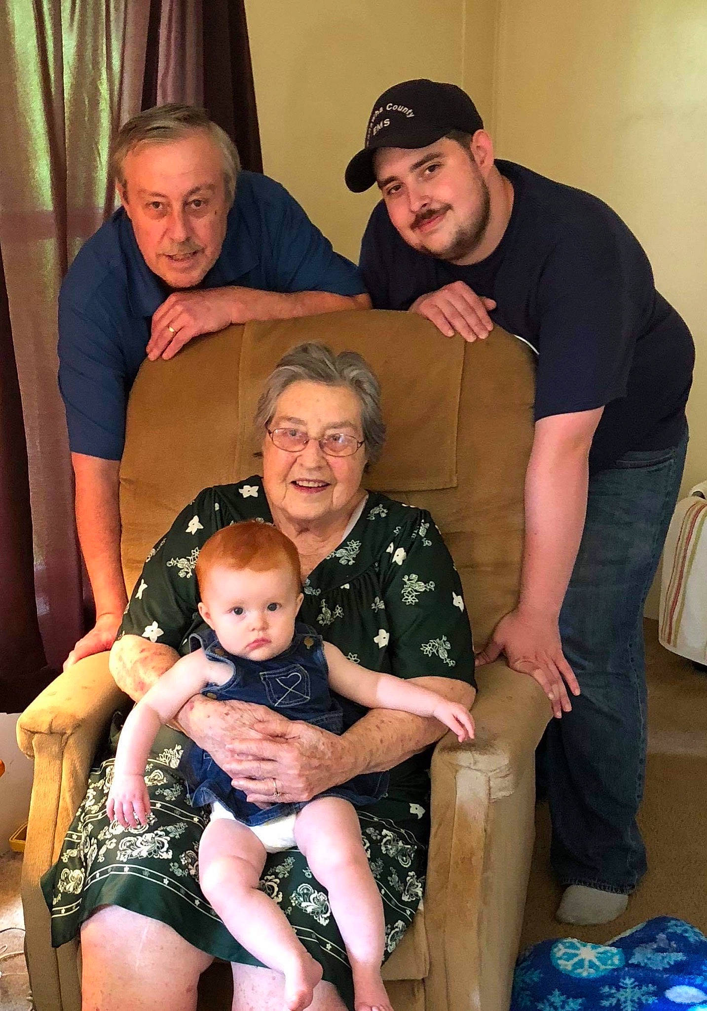 Peyton joined the competition — help win amazing prizes! family, headwear, joy, lap, people, person, sitting