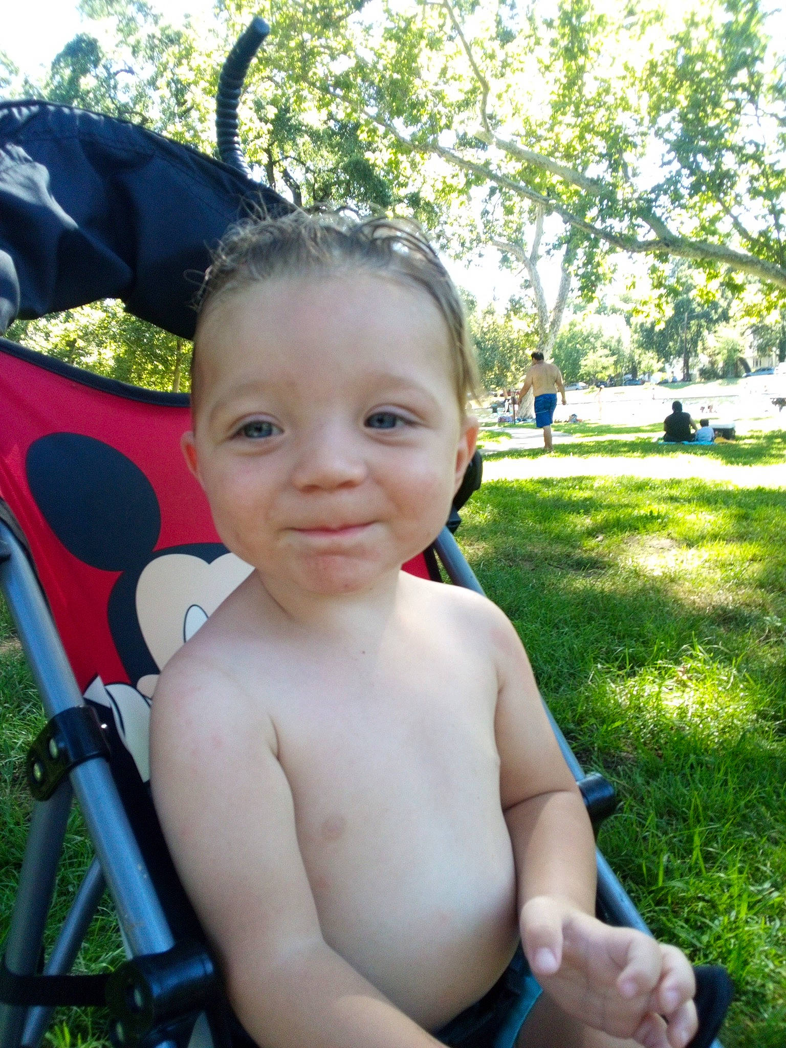 Bryce joined the competition — help win amazing prizes! audio_equipment, barechested, chest, child, electric_blue, fun, grass, happy, insect, joy, leisure, morning, person, plant, recreation, sitting, smile, summer, thumb, toddler