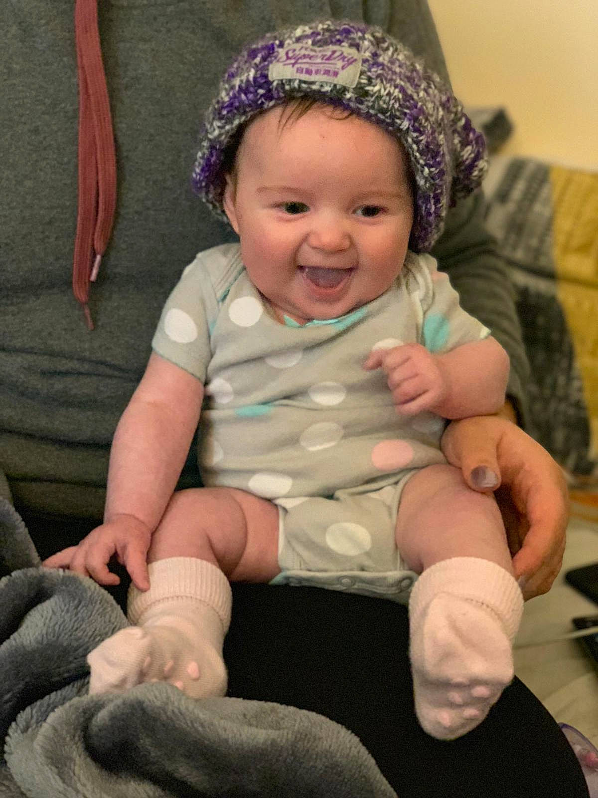 Gracie-may joined the competition — help win amazing prizes! child, eye, finger, girl, hair_accessory, hand, headgear, infant, iris, joy, leg, person, product, sitting, skin, smile, textile, toddler