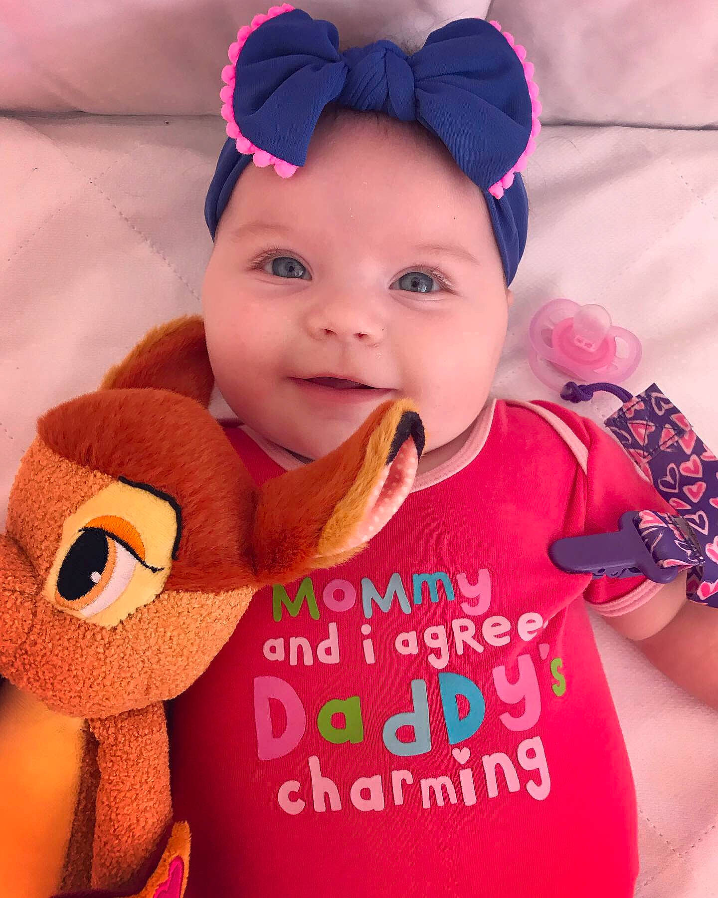 Lilyanna joined the competition — help win amazing prizes! baby, baby_products, baby_toddler_clothing, cheek, child, ear, face, fashion_accessory, hair_accessory, happy, head, headband, headgear, lip, person, pink, skin, smile, toddler