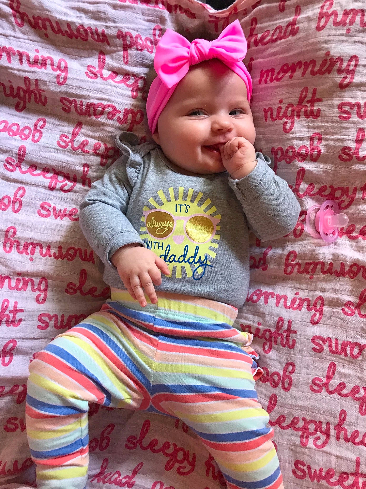 Lilyanna joined the competition — help win amazing prizes! baby, baby_toddler_clothing, child, pattern, person, pink, sleeve, textile, toddler