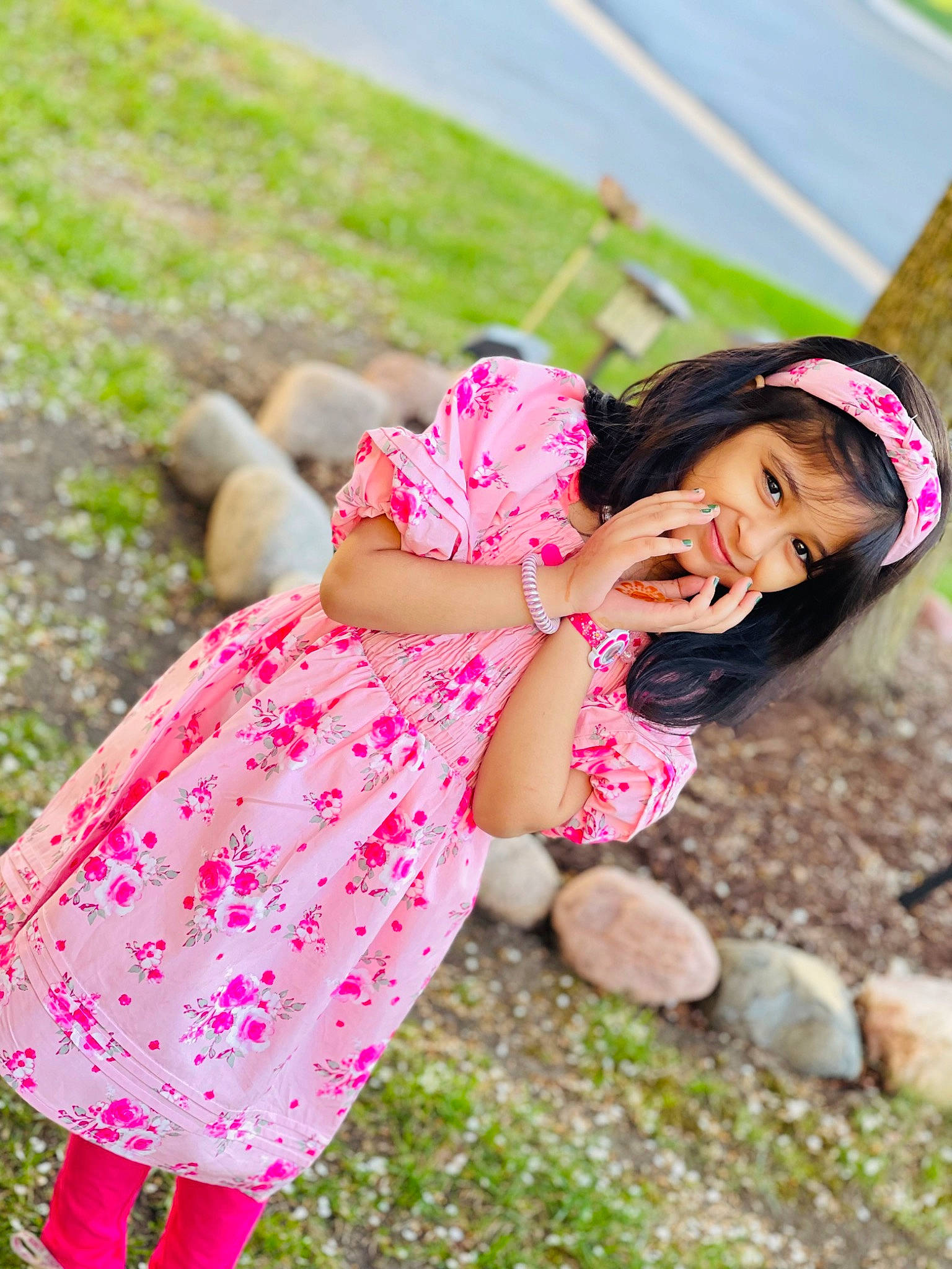 Eshaal is registered to the contest to win money with this photo: baby, baby_toddler_clothing, botany, dress, grass, grass_family, grassland, happy, hat, joy, leaf, leisure, magenta, mammal, people_in_nature, person, pink, plant, recreation, skin