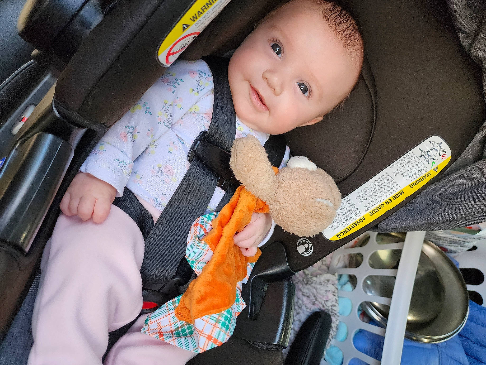 Jaylyn is registered to the contest to win money with this photo: auto_part, automotive_design, baby, baby_carriage, baby_in_car_seat, baby_safety, car_seat, child, comfort, finger, hand, motor_vehicle, person, seat_belt, smile, steering_wheel, textile, tire, toddler, vehicle_door