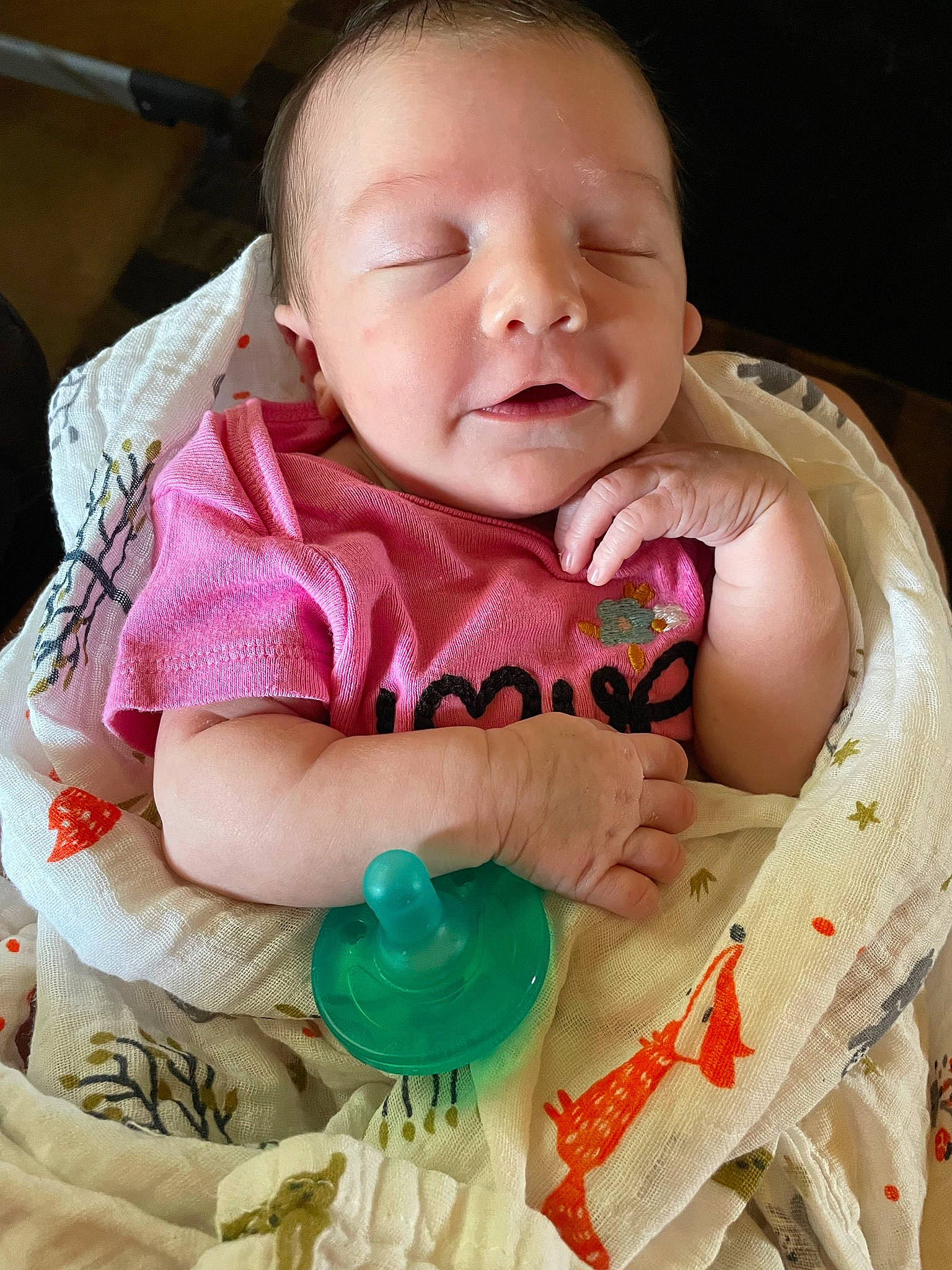 Jaylyn is registered to the contest to win money with this photo: baby, baby_carriage, baby_products, baby_sleeping, baby_toddler_clothing, cheek, child, comfort, eyebrow, finger, hand, happy, iris, linens, mouth, person, pink, sitting, skin, sleeve