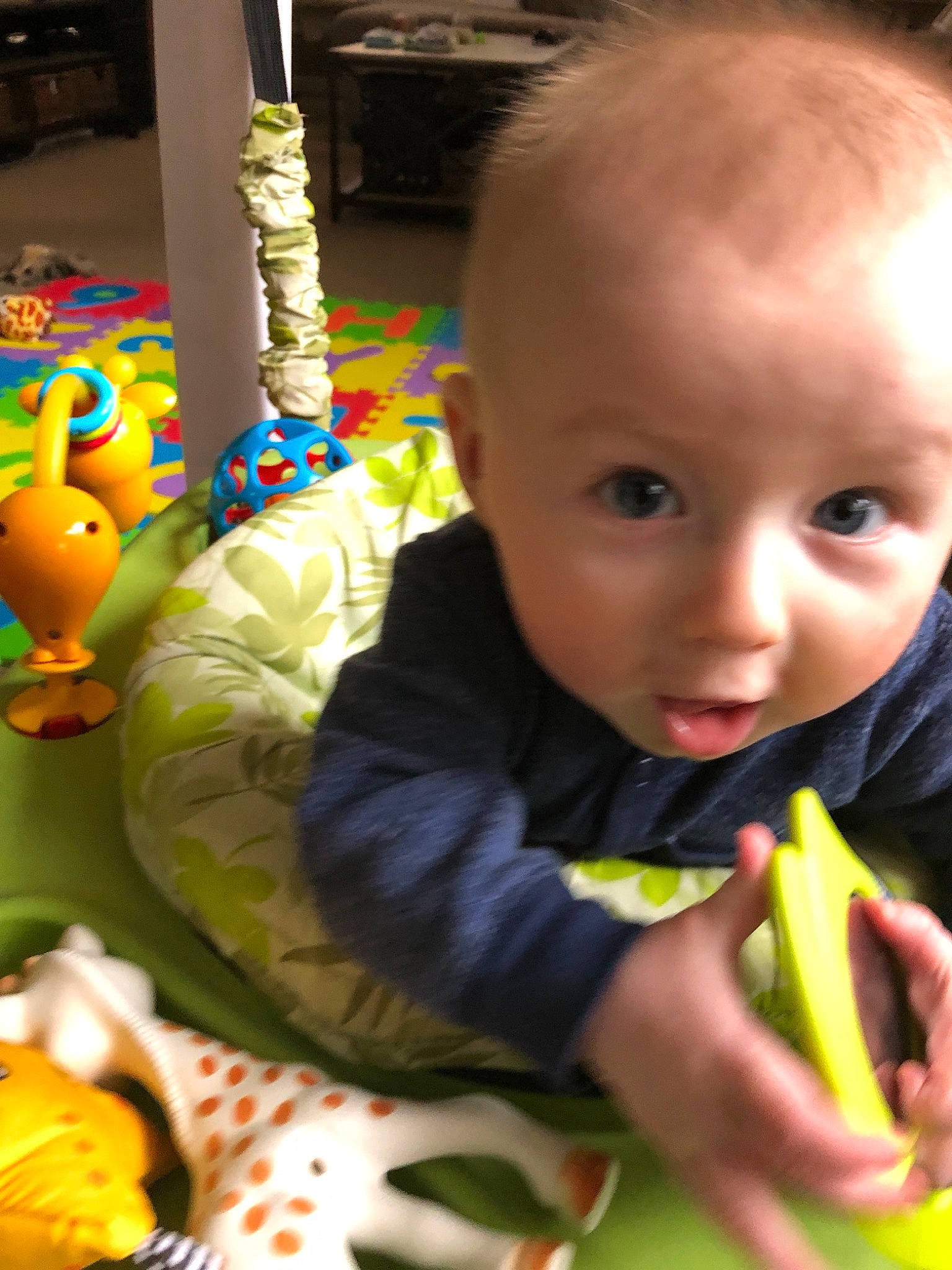Conrad joined the competition — help win amazing prizes! baby, baby_playing_with_toys, baby_products, baby_toys, cheek, child, eating, person, play, skin, smile, toddler, toy, tummy_time