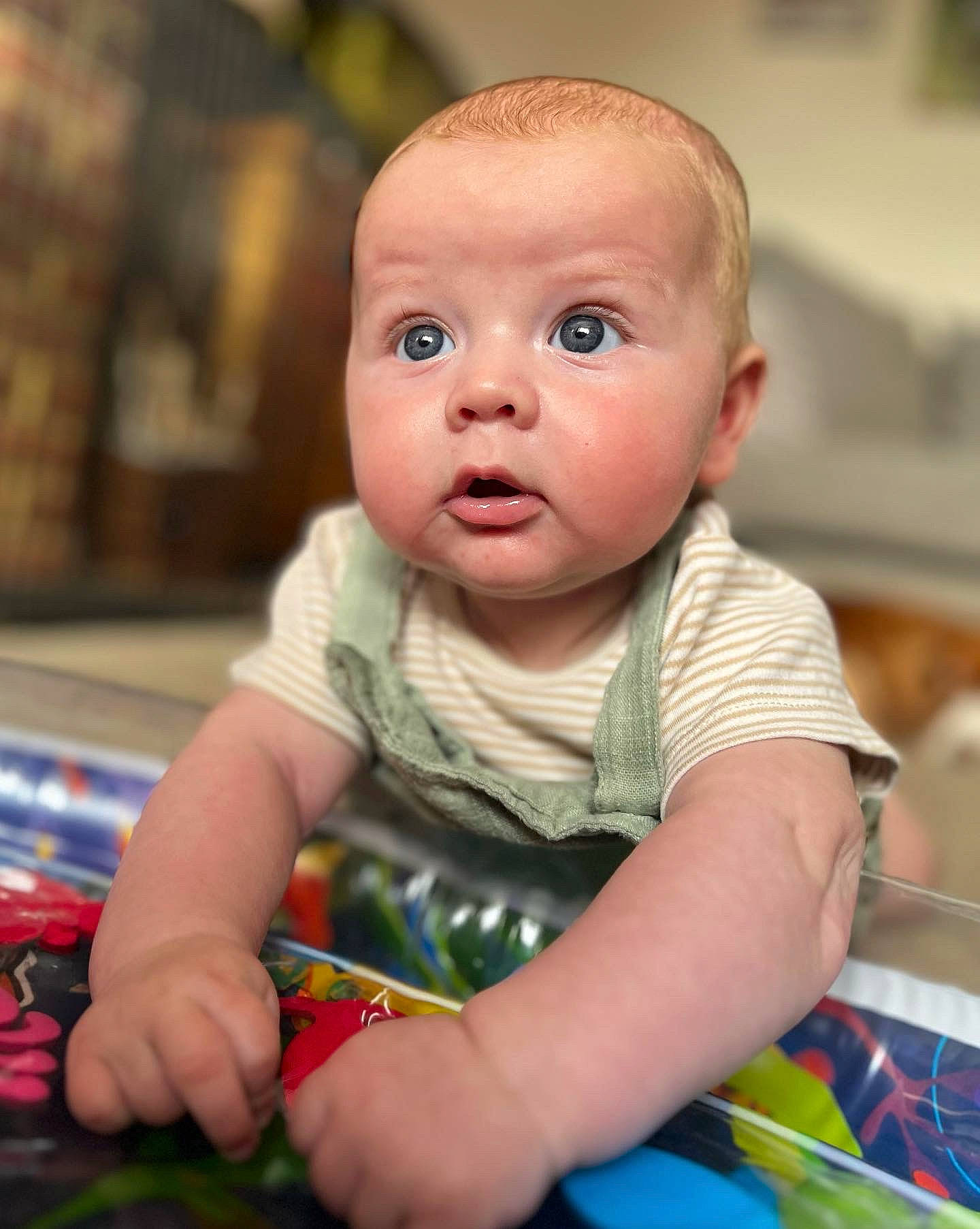 Arthur joined the competition — help win amazing prizes! baby, baby_playing_with_toys, baby_toddler_clothing, cheek, child, finger, flooring, fun, happy, human_body, iris, nose, person, play, room, sitting, skin, standing, surprise, t_shirt