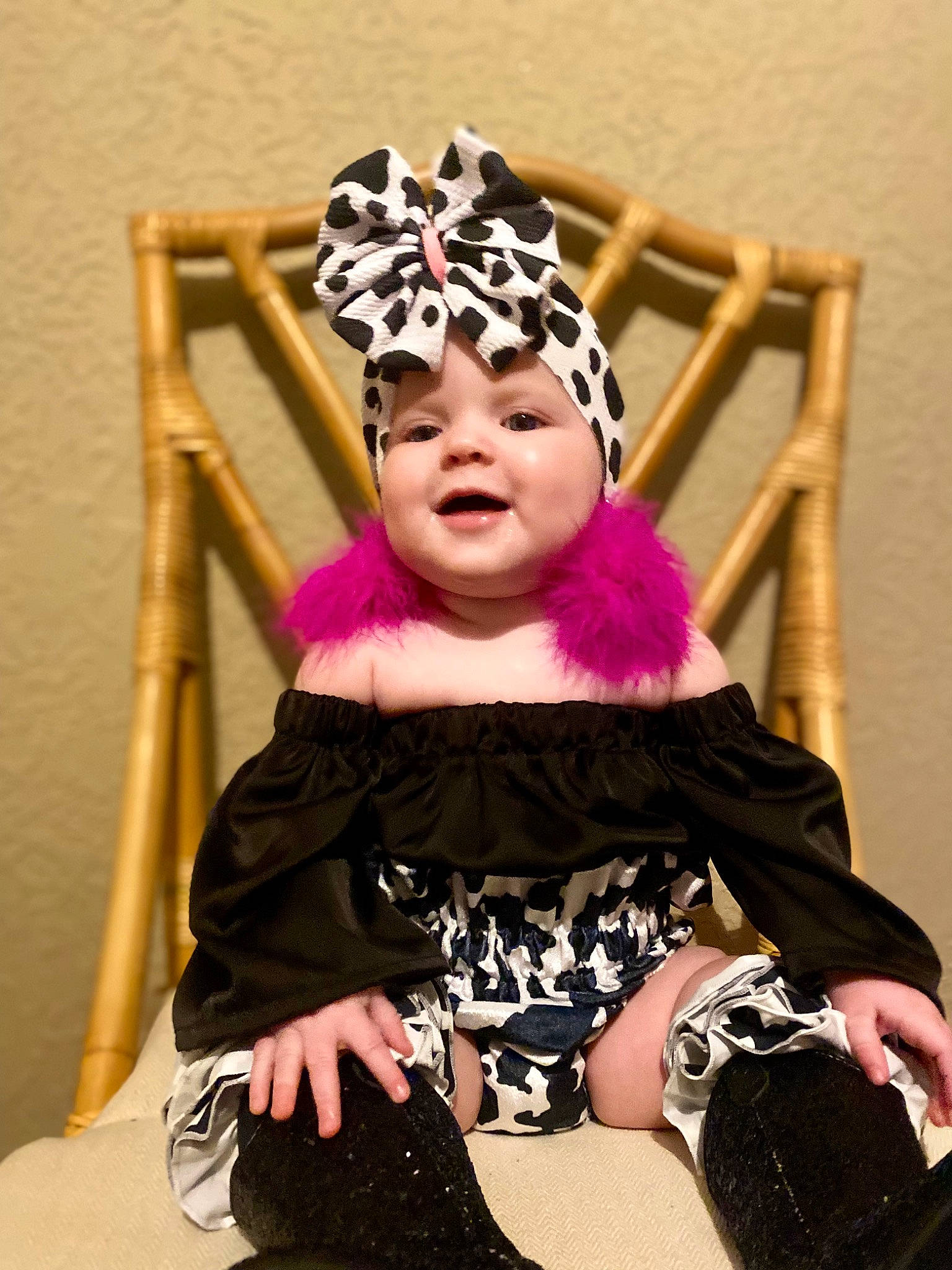 Lillian is registered to the contest to win money with this photo: baby, baby_toddler_clothing, child, costume, entertainment, event, face, fashion_accessory, fashion_design, fun, hair_accessory, head, headband, headgear, headpiece, headwear, magenta, performing_arts, person, purple