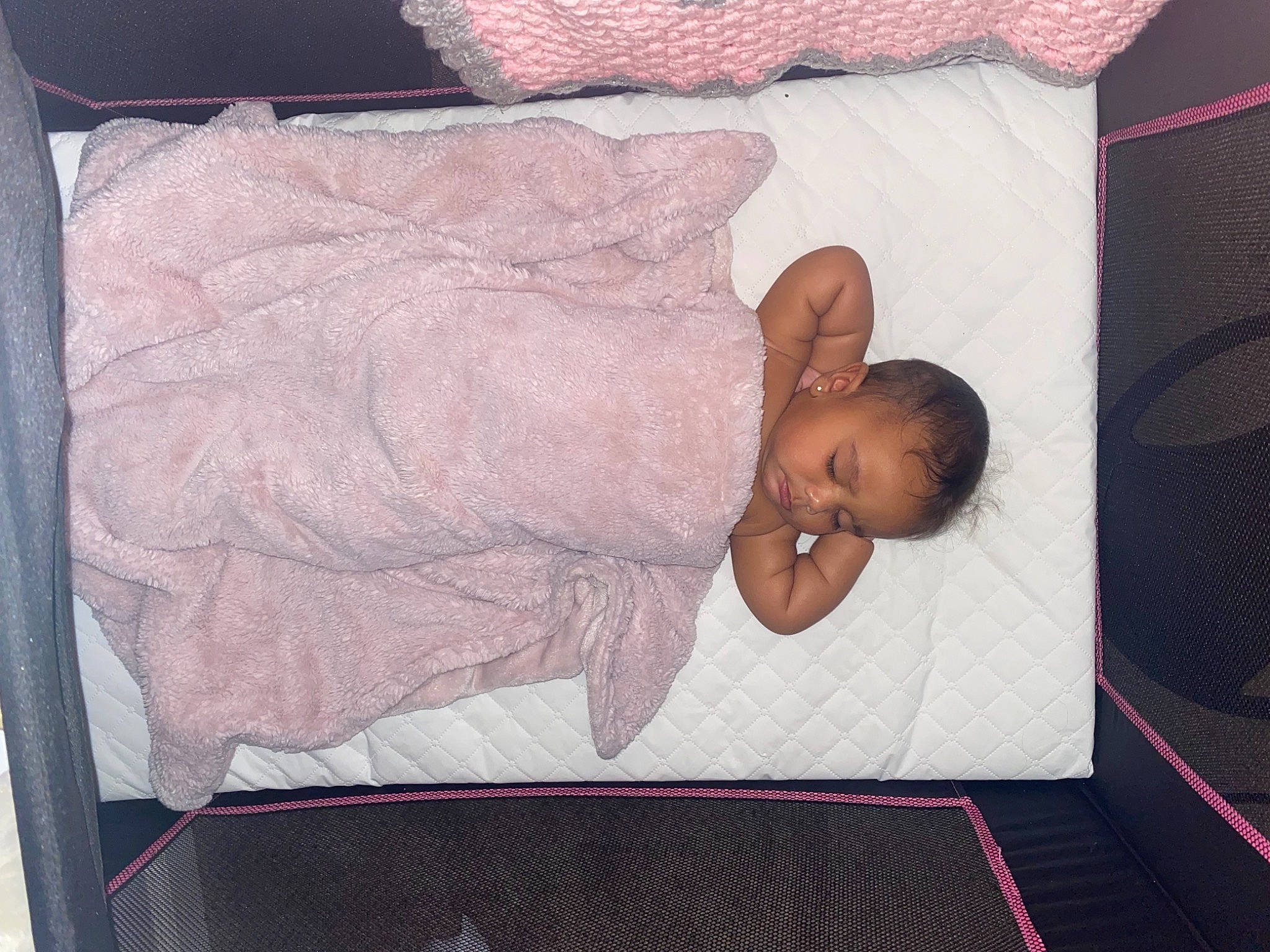 Kenzley is registered to the contest to win money with this photo: baby, baby_products, baby_safety, baby_toddler_clothing, bedding, bedtime, child, comfort, flesh, infant_bed, linens, nap, pattern, person, pink, product, room, sleep, toddler
