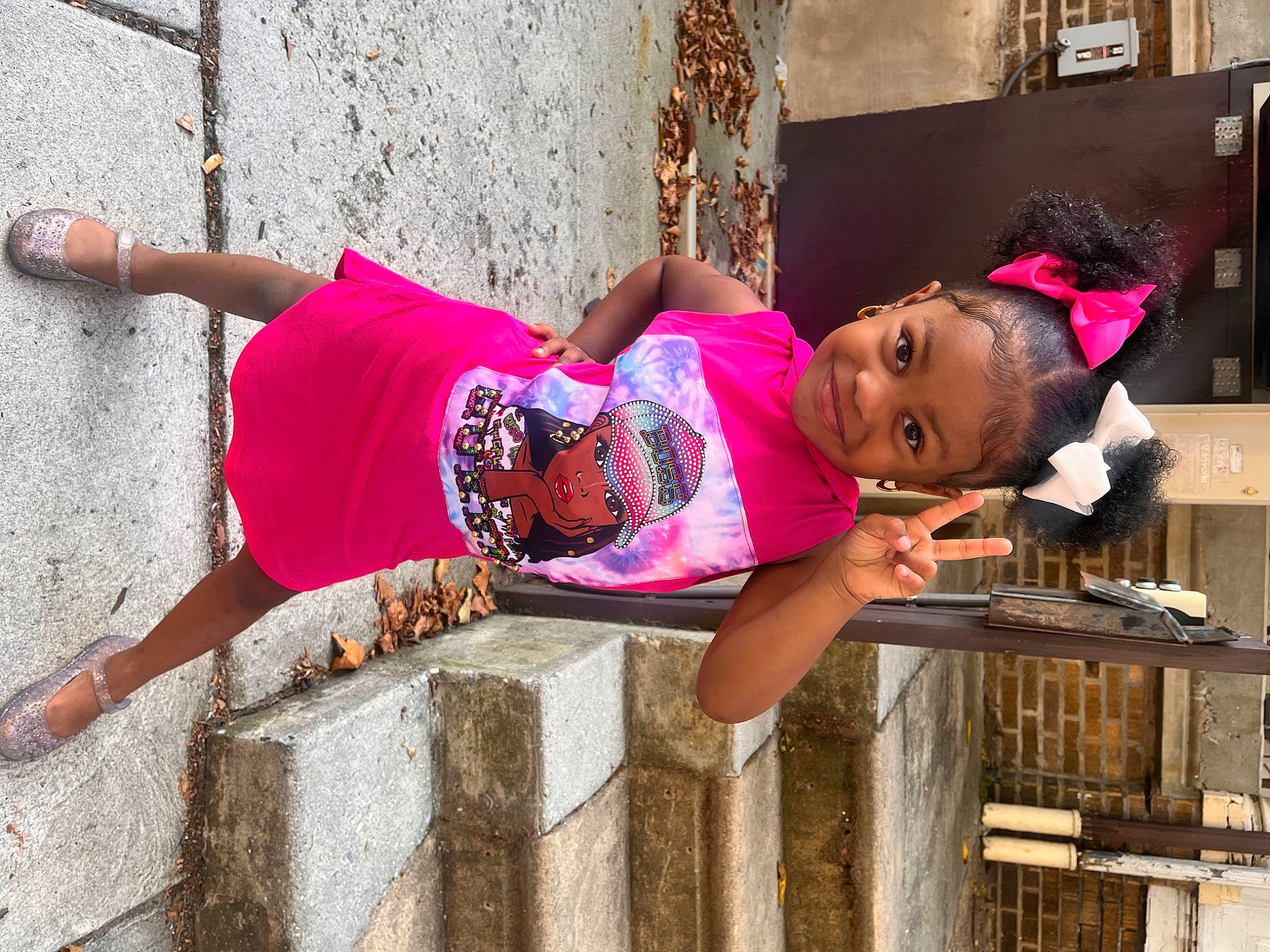 Azyah joined the competition — help win amazing prizes! clothing, dress, face, fashion, fun, happy, hat, joy, leg, leisure, magenta, person, pink, plant, purple, smile, temple, textile, thigh, toddler