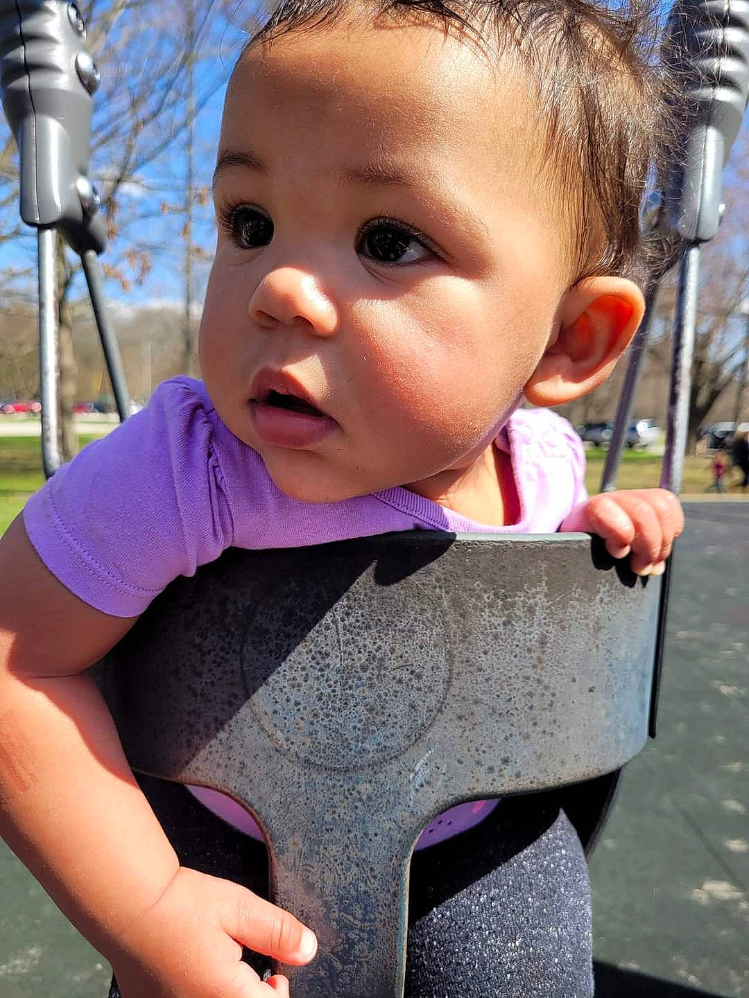 Mazikeen joined the competition — help win amazing prizes! baby_toddler_clothing, chin, cool, eye, eyelash, face, finger, gesture, grass, hair, happy, head, lip, neck, nose, person, pink, plant, skin, sky