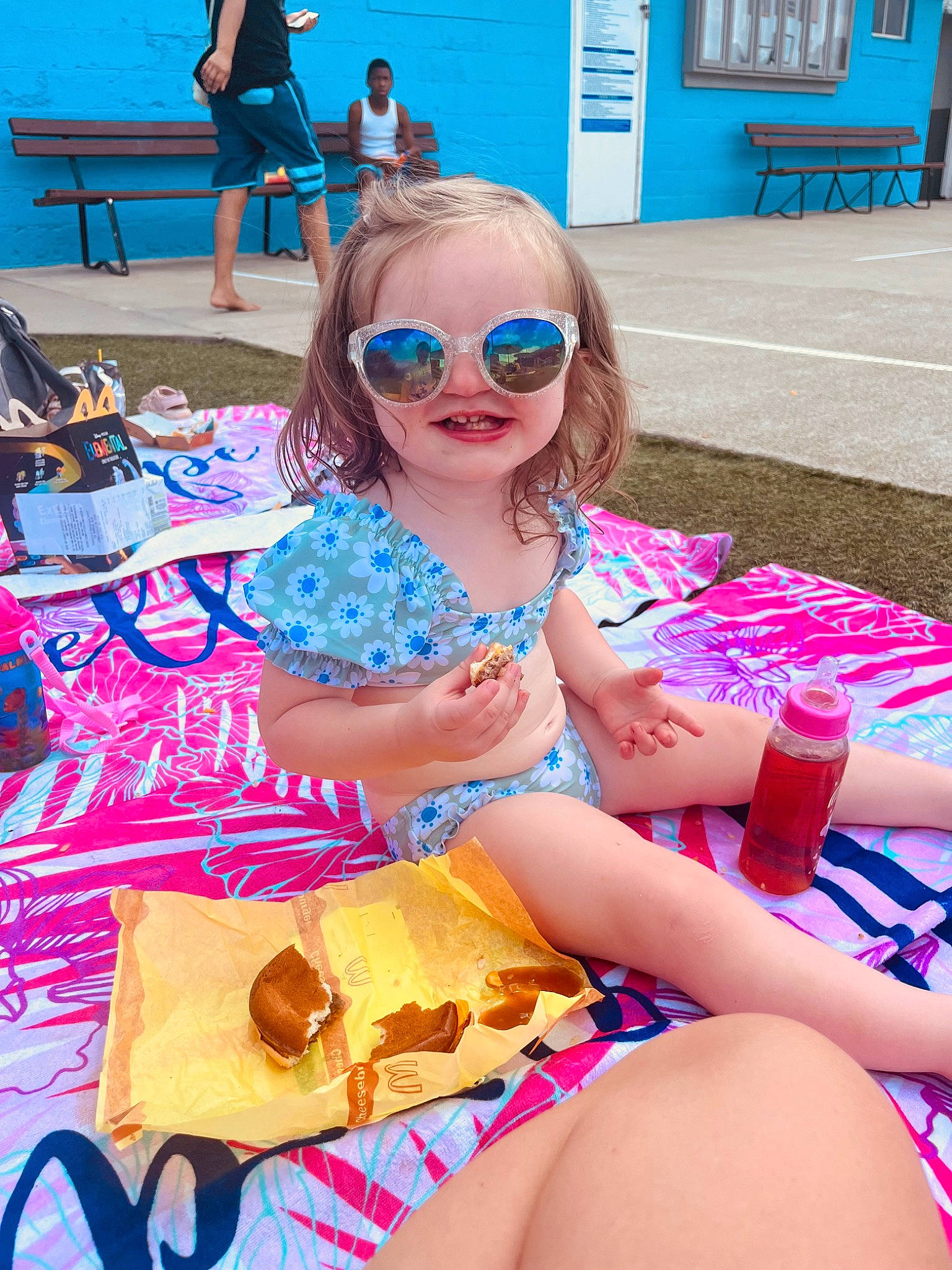 Nova joined the competition — help win amazing prizes! blue, child, event, eyewear, food, fun, glasses, goggles, happy, joy, leisure, person, pink, plate, summer, sunglasses, tableware, textile, thigh, toddler