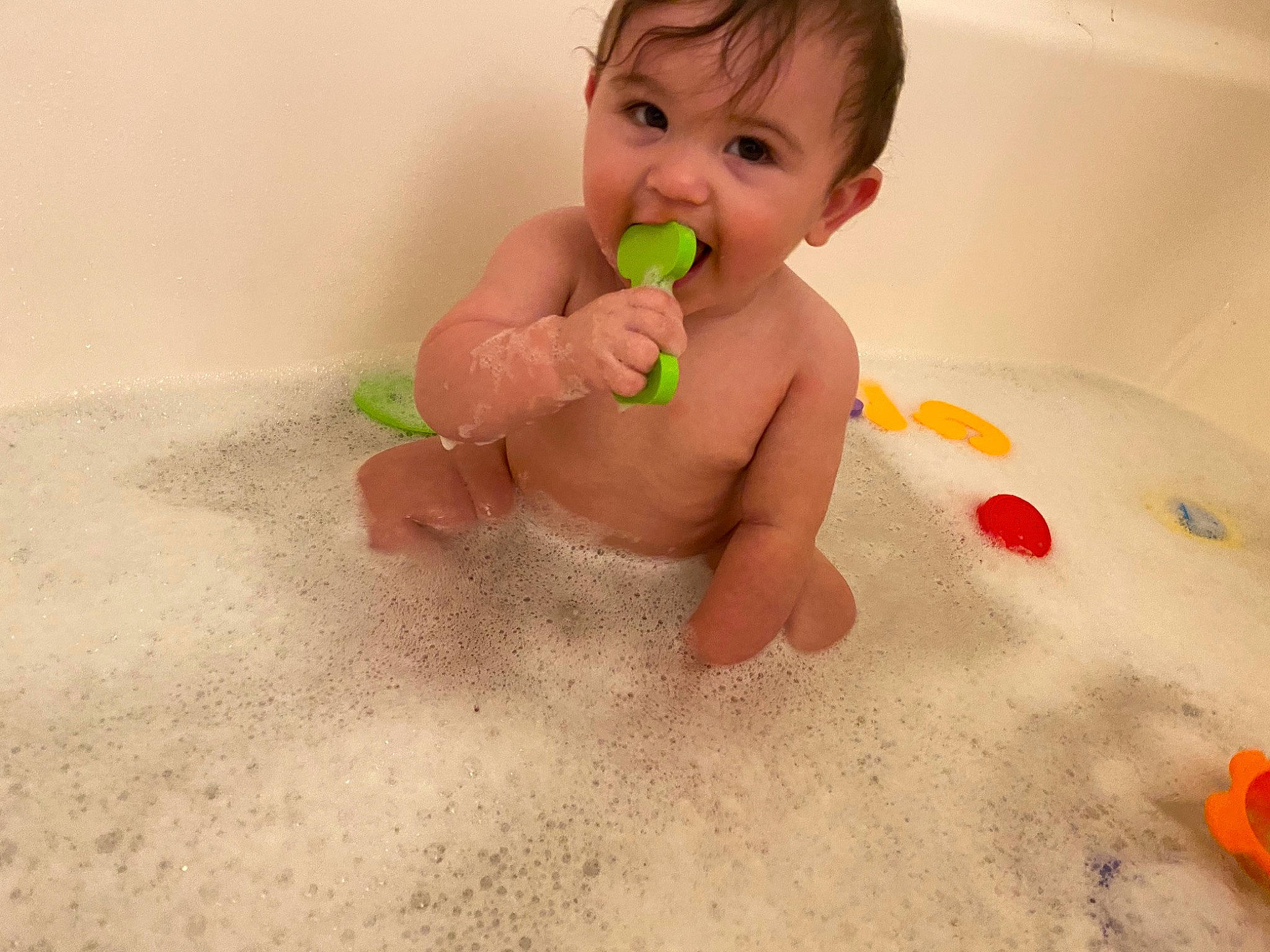Rowan joined the competition — help win amazing prizes! baby, baby_bathing, baby_playing_with_toys, bath_toy, bathing, bathroom, bathtub, chest, child, flooring, fluid, fun, gesture, hair, happy, person, plumbing, plumbing_fixture, skin, toddler
