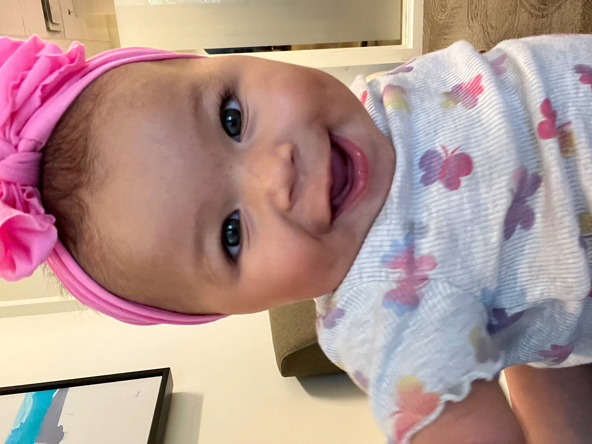 Saylor joined the competition — help win amazing prizes! baby, baby_products, baby_toddler_clothing, cheek, child, eye, eyebrow, eyelash, facial_expression, fun, happy, iris, joy, lip, mouth, nose, person, pink, skin, smile