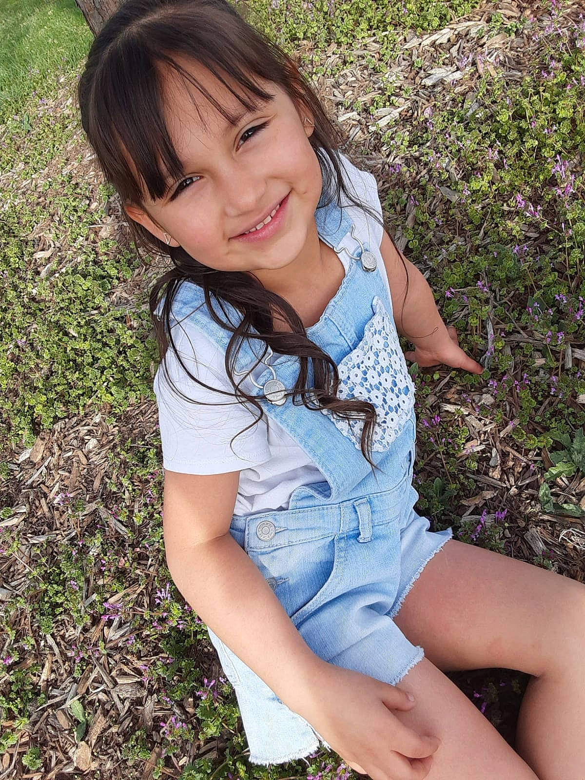 Zoey joined the competition — help win amazing prizes! beauty, brown_hair, child, child_model, grass, happy, joy, leg, long_hair, person, sitting, smile