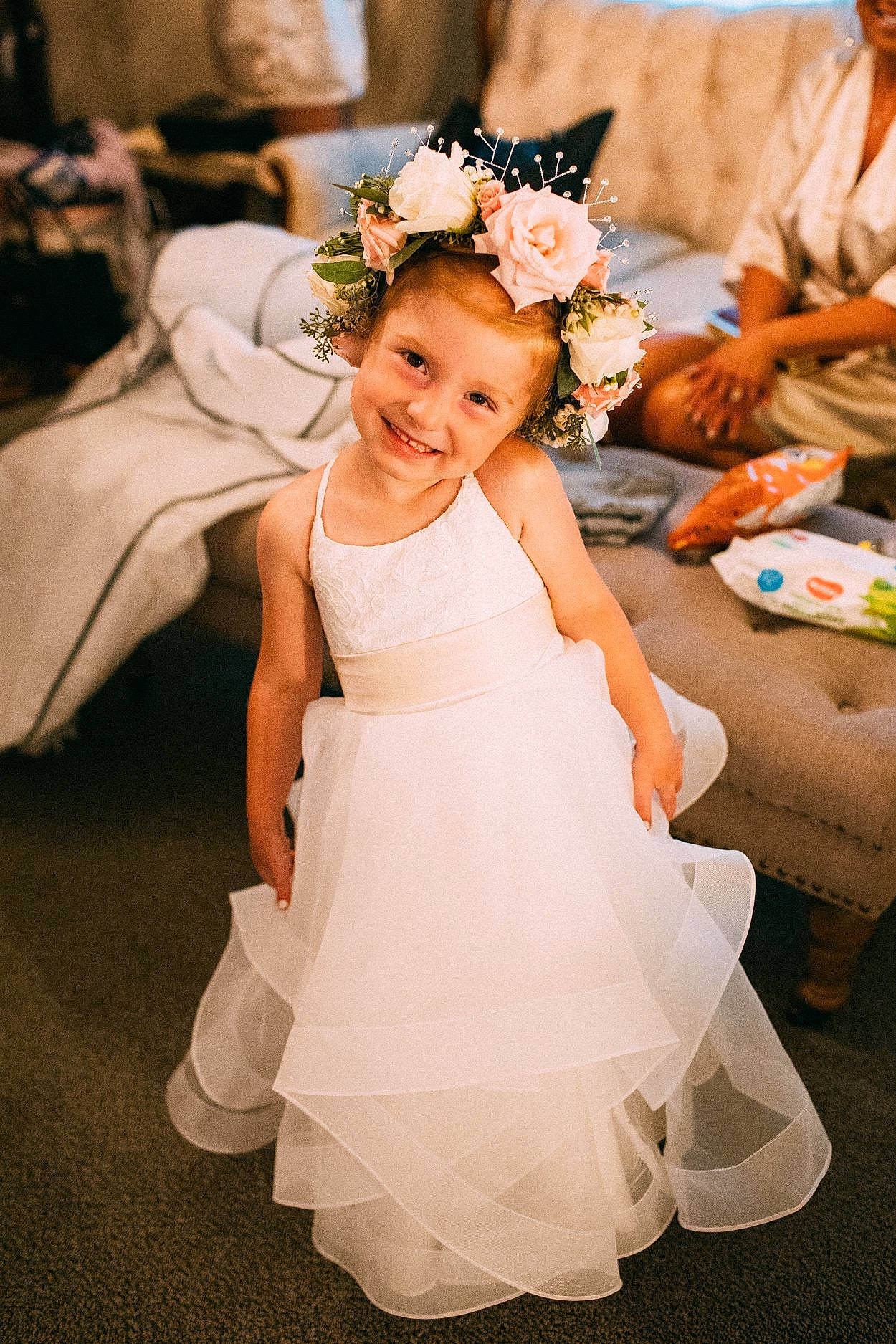 Bentley joined the competition — help win amazing prizes! baby, bridal_clothing, bridal_party_dress, bride, ceremony, child, dress, event, fashion_accessory, formal_wear, gown, hair_accessory, happy, headpiece, joy, person, photograph, wedding, wedding_ceremony_supply, wedding_dress
