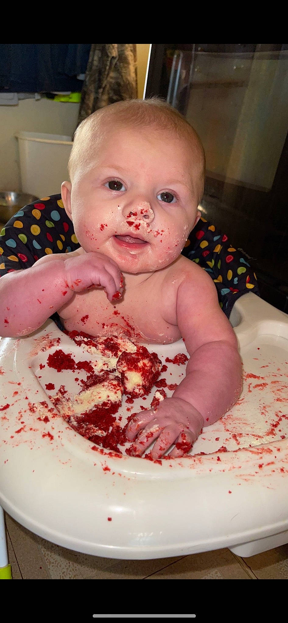 Jordynn joined the competition — help win amazing prizes! baby, baby_toddler_clothing, birthday, birthday_cake, cake, cake_decorating, cake_decorating_supply, chair, cheek, child, cooking, dessert, event, eyelash, food, person, pink, sugar_cake, sweetness, tableware