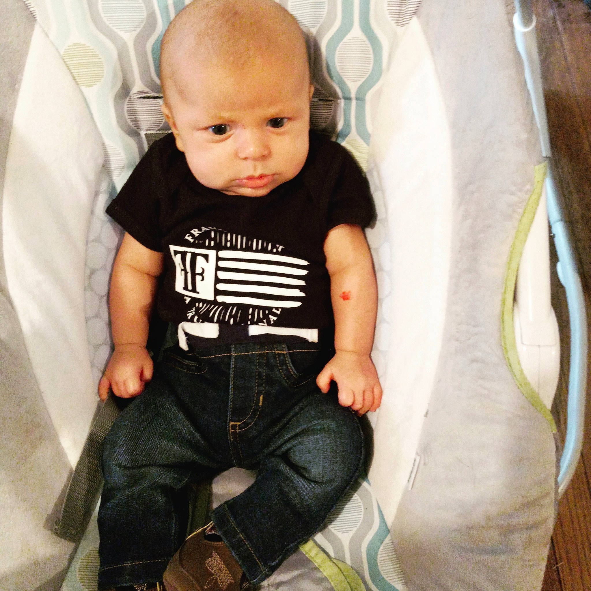 Lukas joined the competition — help win amazing prizes! baby, baby_toddler_clothing, cheek, child, clothing, comfort, cool, eye, finger, flash_photography, head, joint, knee, leg, neck, person, sitting, sleeve, t_shirt, thigh