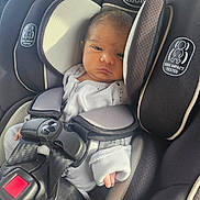 Jeyansh joined the competition — help win amazing prizes! baby, infant, car_seat, graco, seatbelt, white_clothing, newborn, child, safety, restraint, car_interior, seat, cute, small_hands, face, head_support, black, beige, infant_care, portrait