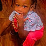 Braxton joined the competition — help win amazing prizes! toddler, child, indoor, wooden_floor, pacifier, clothing, shirt, pants, footwear, squatting, curious, young_child, hair_braids, toy, person, cute, playful, flooring, casual_wear, baby