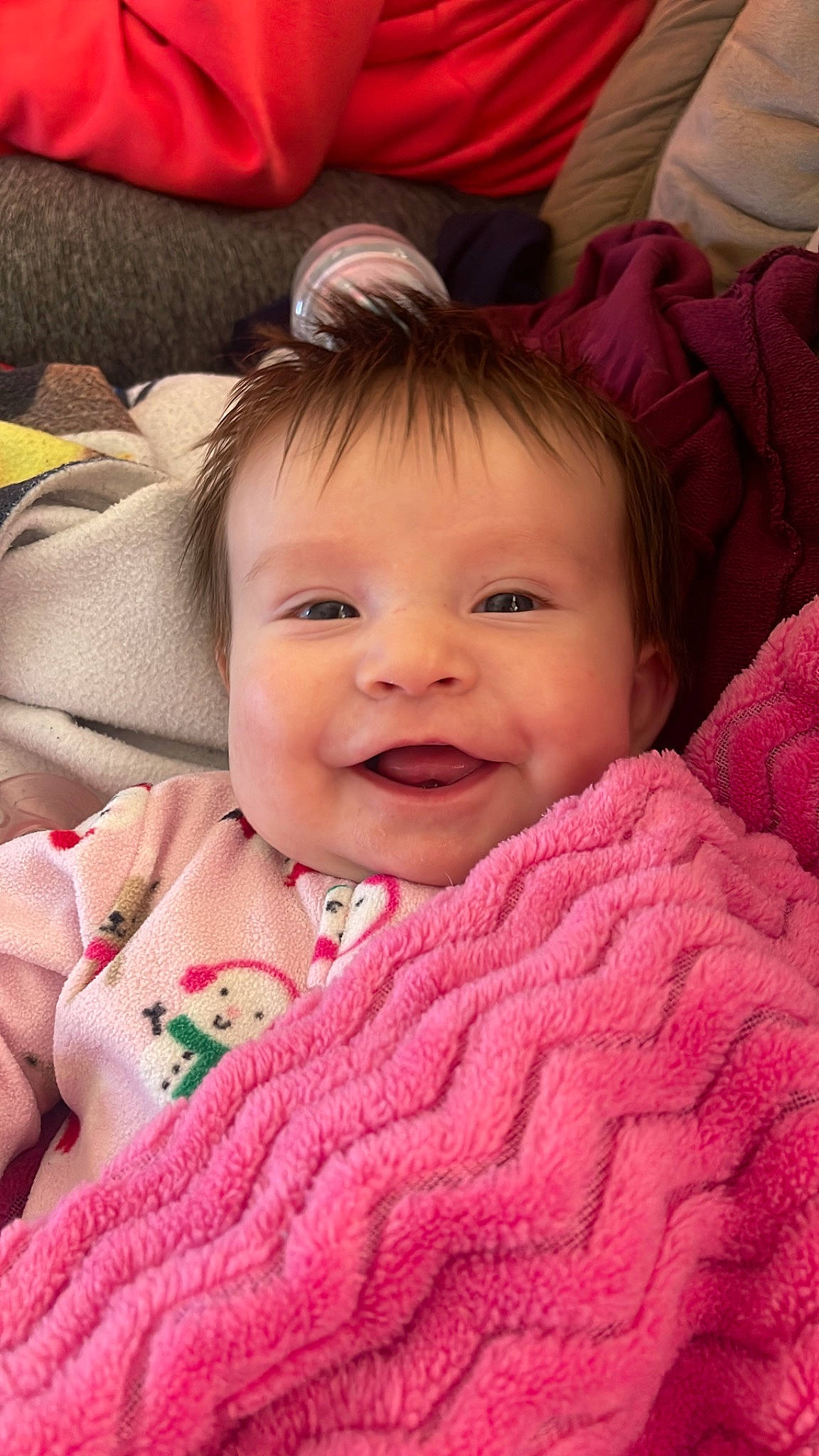 Amelia joined the competition — help win amazing prizes! baby, baby_toddler_clothing, cheek, child, chin, close_up, comfort, facial_expression, grass, happy, iris, joy, linens, lip, magenta, nose, person, pink, skin, sleeve