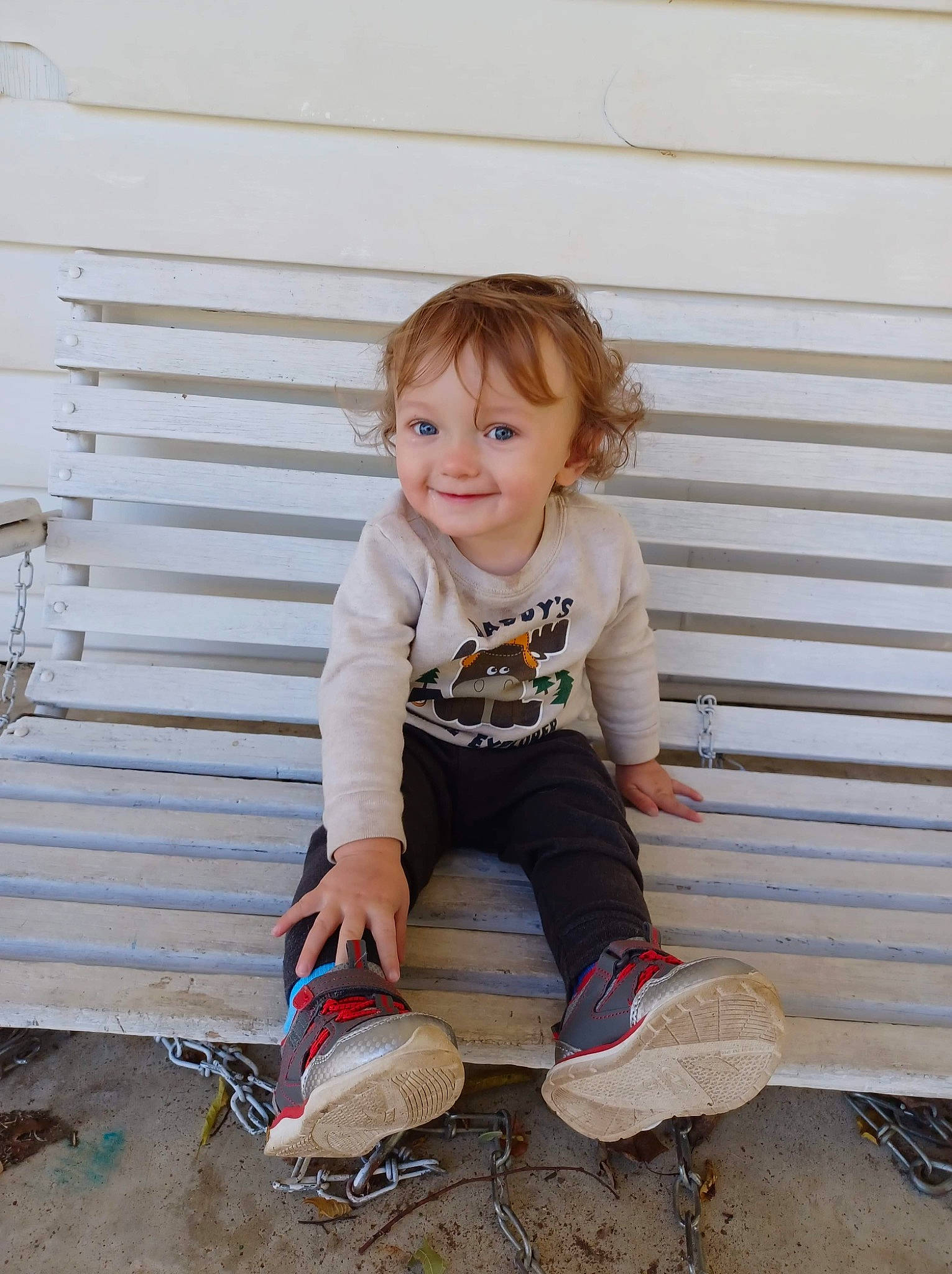 Billy joined the competition — help win amazing prizes! baby_toddler_clothing, eye, face, hair, happy, head, human_body, jeans, joy, knee, leg, outdoor_shoe, person, shoe, sleeve, smile, sneakers, t_shirt, thigh, toddler