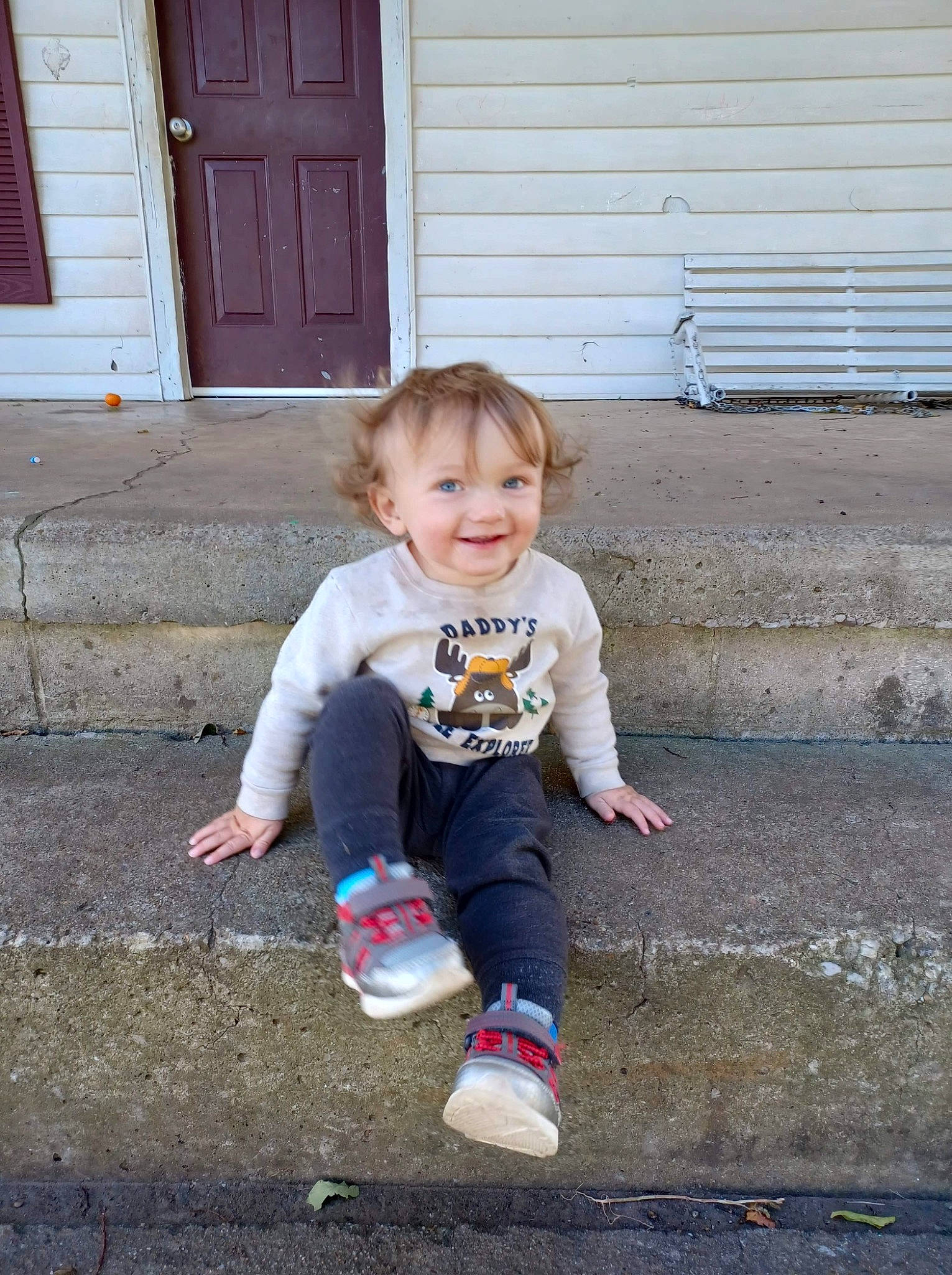 Billy joined the competition — help win amazing prizes! asphalt, baby_toddler_clothing, carmine, child, concrete, door, flooring, grass, happy, joy, leg, people_in_nature, person, road_surface, sitting, smile, soil, standing, t_shirt, toddler