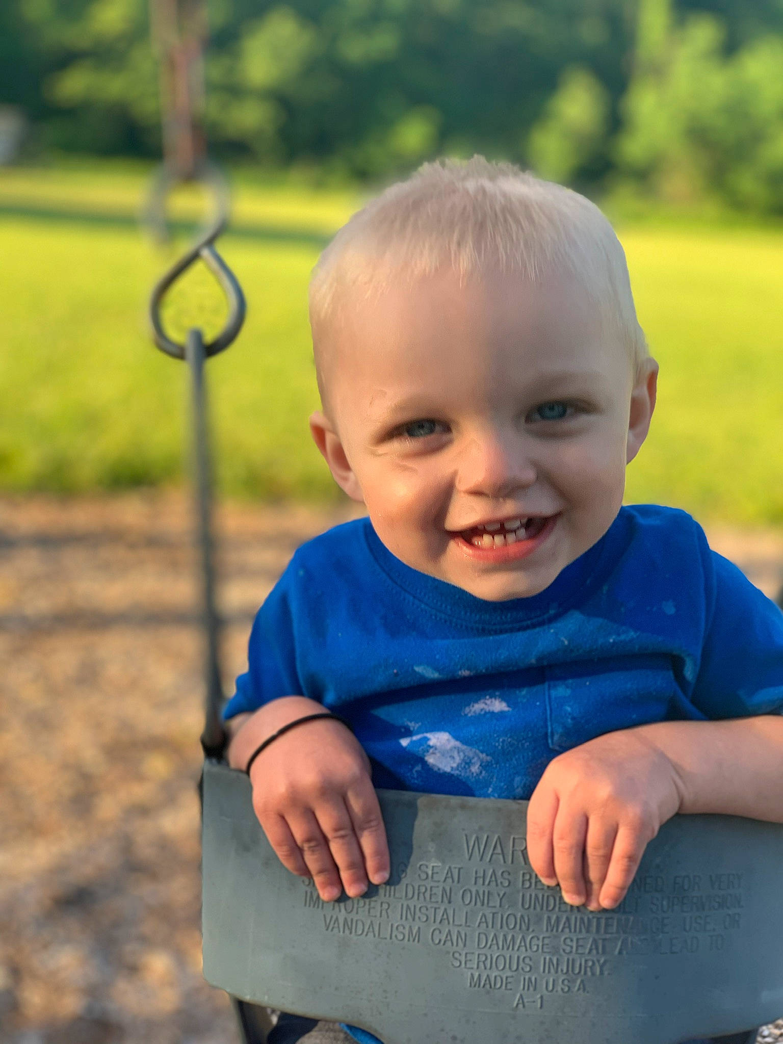 Danny joined the competition — help win amazing prizes! baby, baby_toddler_clothing, cheek, child, happy, joy, outdoor_play_equipment, person, play, playground, product, skin, smile, swing, toddler