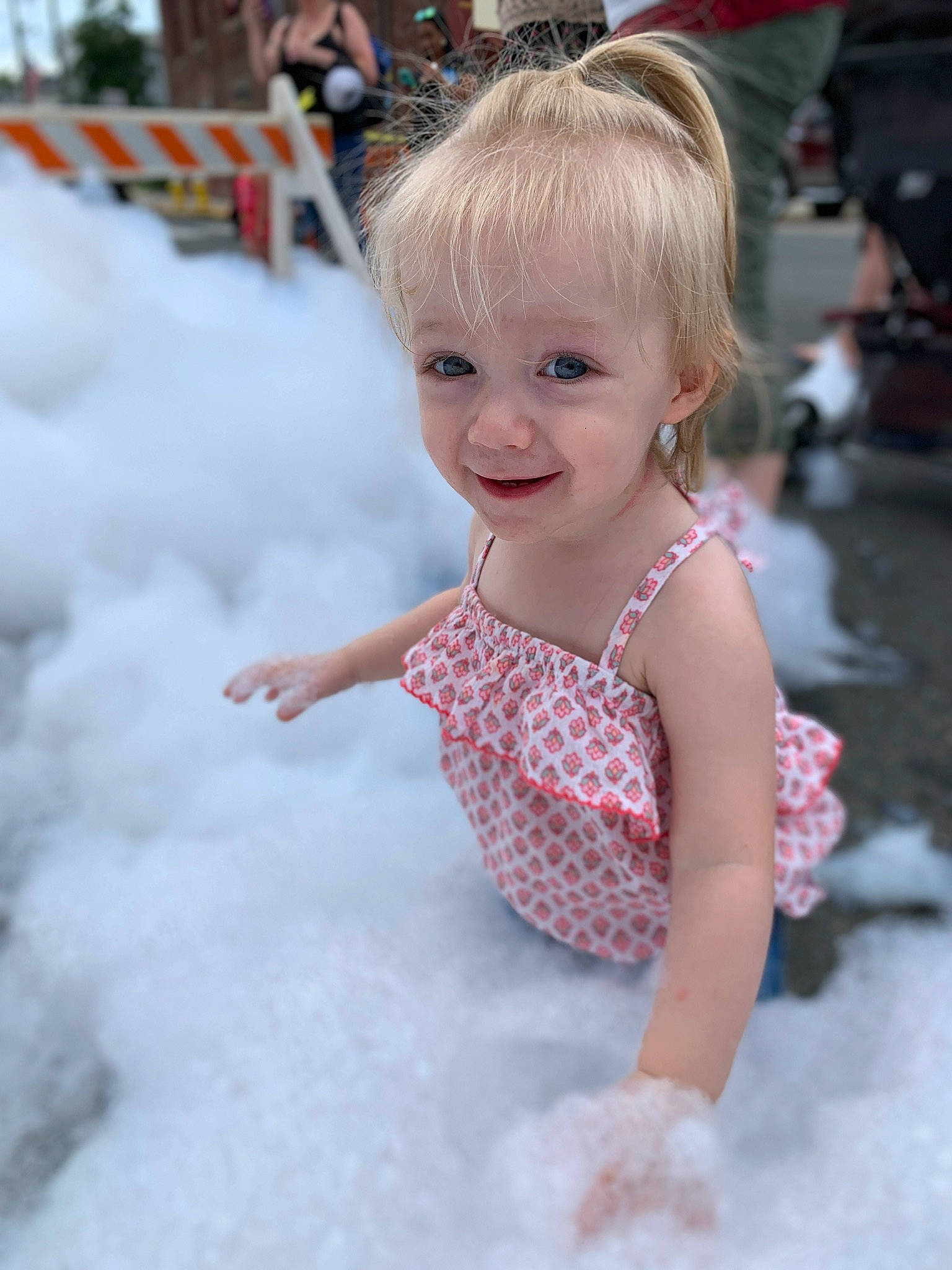 Elizabeth is registered to the contest to win money with this photo: child, dress, foam, fun, person, smile, toddler, vacation, water