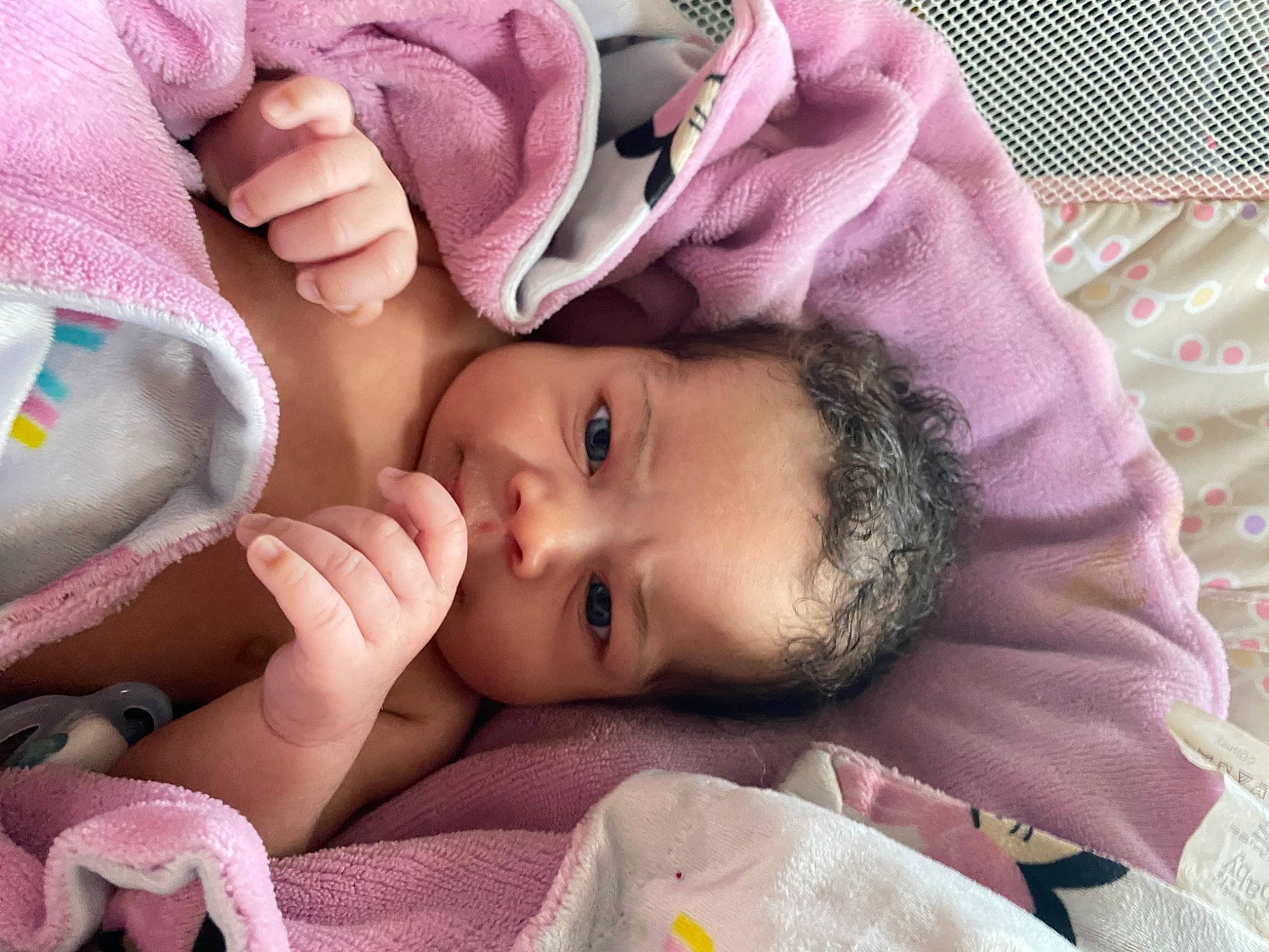 Brielle joined the competition — help win amazing prizes! baby_toddler_clothing, cheek, comfort, eye, eyebrow, eyelash, face, gesture, head, headgear, iris, lip, mouth, nose, person, photograph, pink, purple, skin, textile