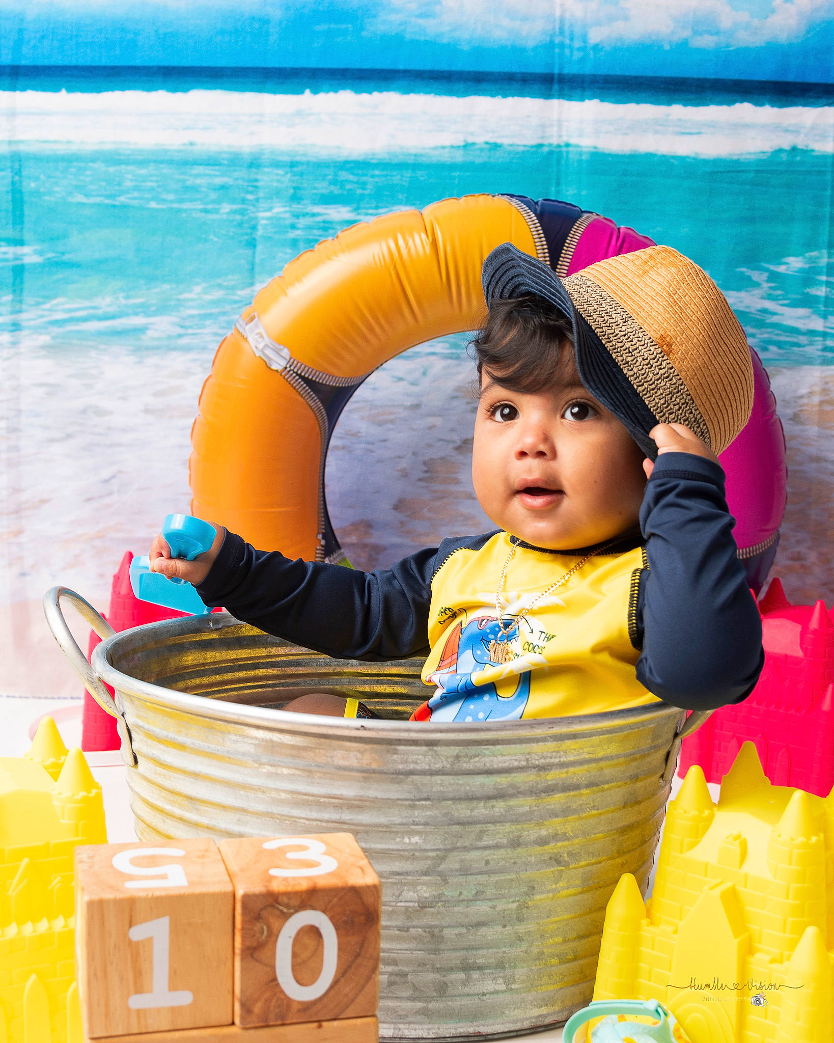 Izaiah joined the competition — help win amazing prizes! baby, baby_products, baby_toddler_clothing, basket, blue, child, cloud, fun, happy, inflatable, leisure, person, personal_protective_equipment, play, product, recreation, toddler, travel, vacation, water