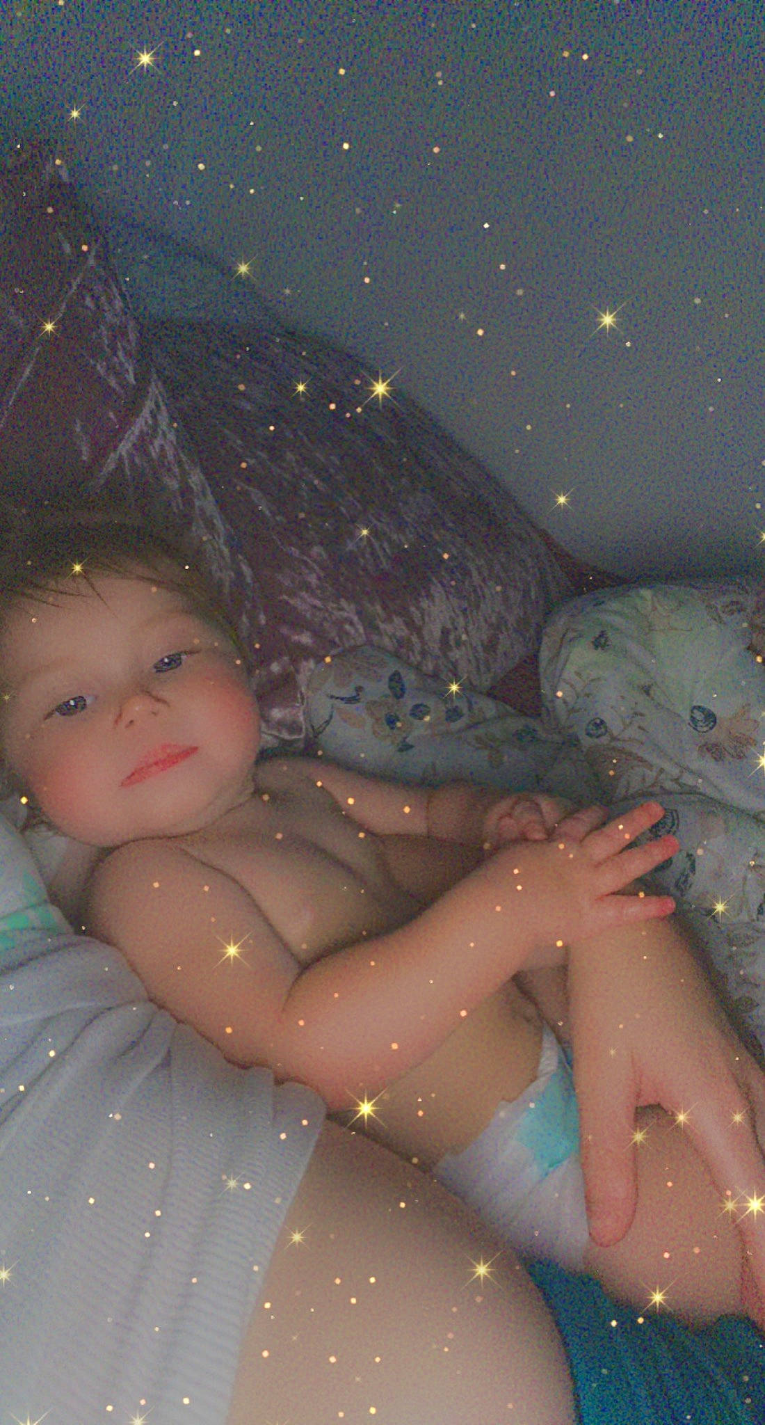 Ivanna joined the competition — help win amazing prizes! astronomical_object, beauty, black_hair, brown_hair, cg_artwork, darkness, electric_blue, flash_photography, fun, grass, happy, head, human_body, human_leg, long_hair, midnight, people_in_nature, person, space, star