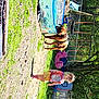 Elvis is registered to the contest to win money with this photo: adventure, child, fun, grass, house, jungle, landscape, leisure, people_in_nature, plant, play, recreation, shadow, t_shirt, toddler, tree, trunk