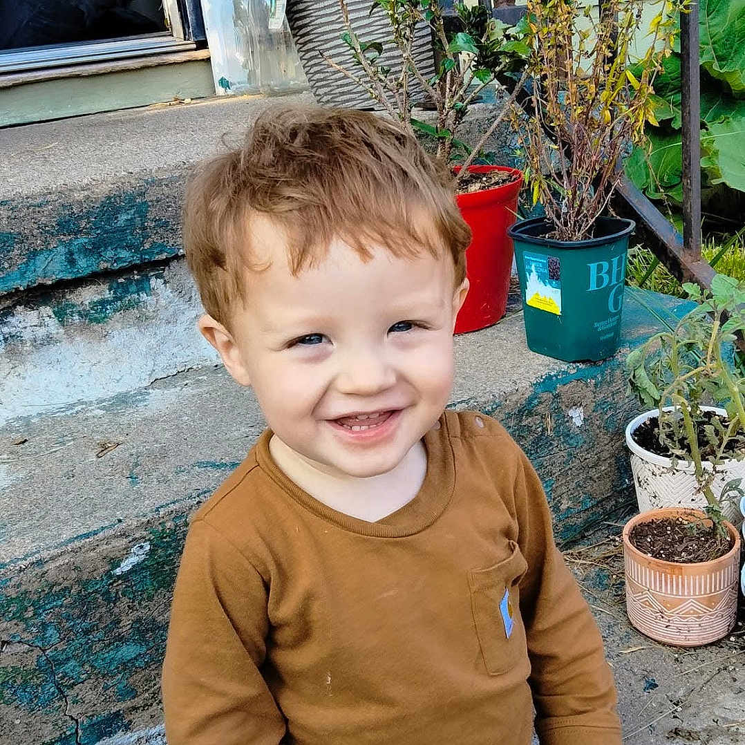 Bellomy is registered to the contest to win money with this photo: backyard, boy, child, face, head, herbal, herbs, jar, leaf, male, nature, person, photography, plant, planter, portrait, pottedplant, pottery, soil, vase