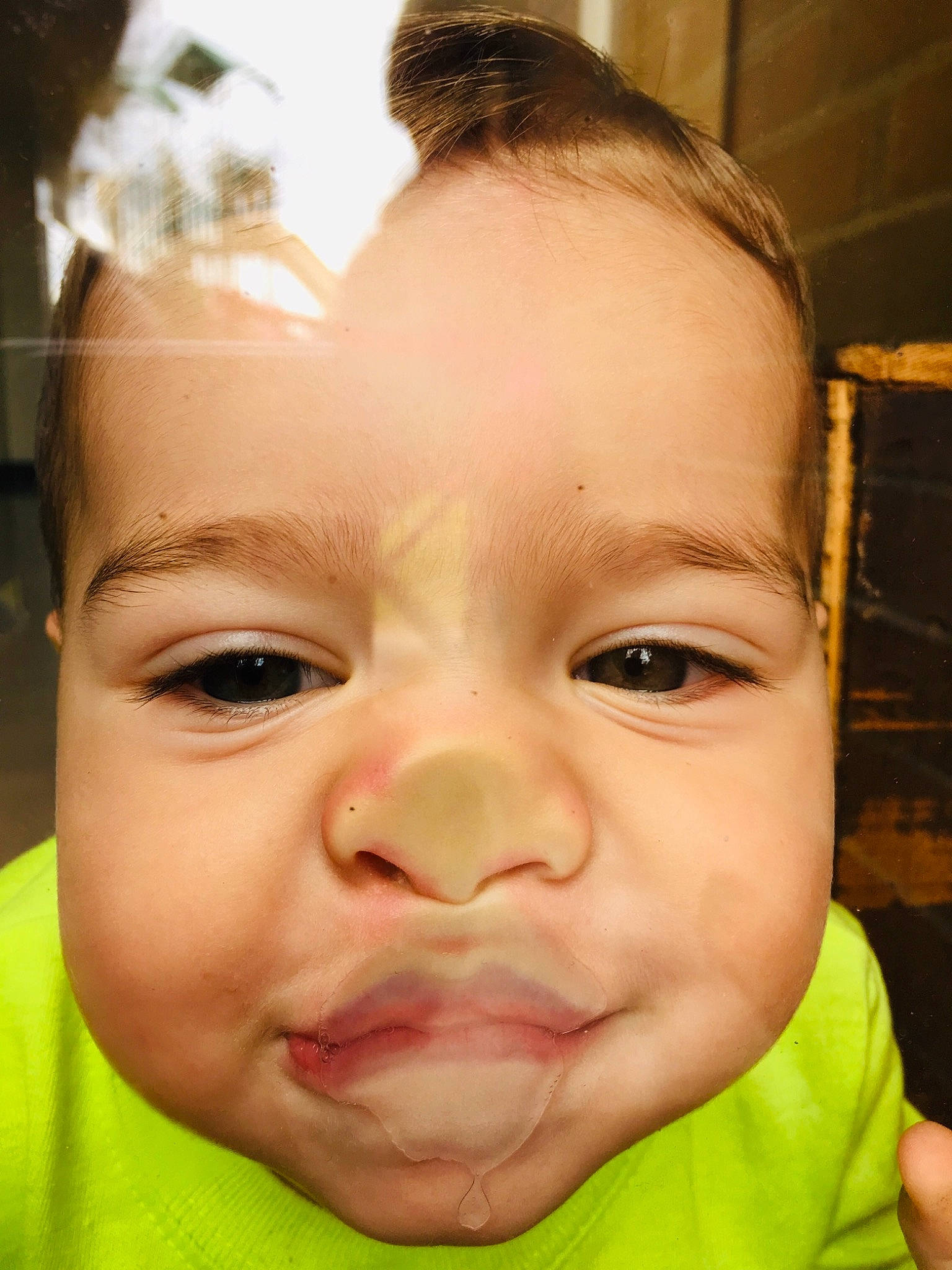 Xavier is registered to the contest to win money with this photo: baby, cheek, child, chin, close_up, ear, eye, eyebrow, eyelash, face, facial_expression, forehead, head, lip, mouth, nose, person, skin, smile, toddler