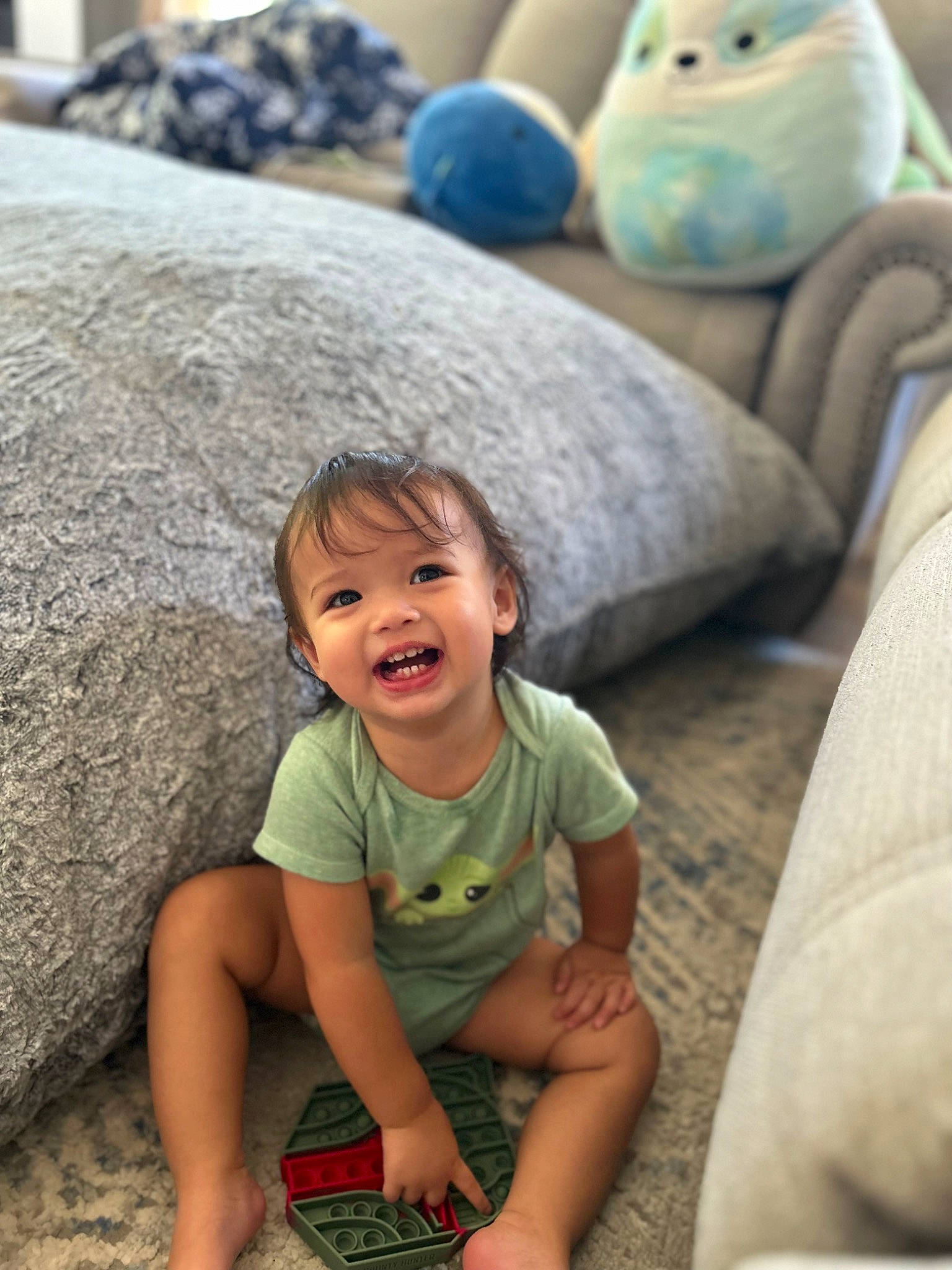 Amiyah joined the competition — help win amazing prizes! baby, baby_toddler_clothing, child, comfort, fun, grass, green, happy, leisure, mammal, people_in_nature, person, photograph, play, shorts, sitting, skin, smile, snapshot, t_shirt