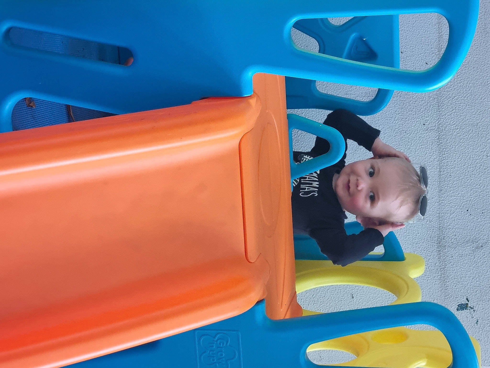 Levi is registered to the contest to win money with this photo: azure, baby, baby_products, baby_toddler_clothing, baby_toys, blue, child, chute, comfort, electric_blue, fun, leisure, person, plastic, play, recreation, toddler, vehicle_door