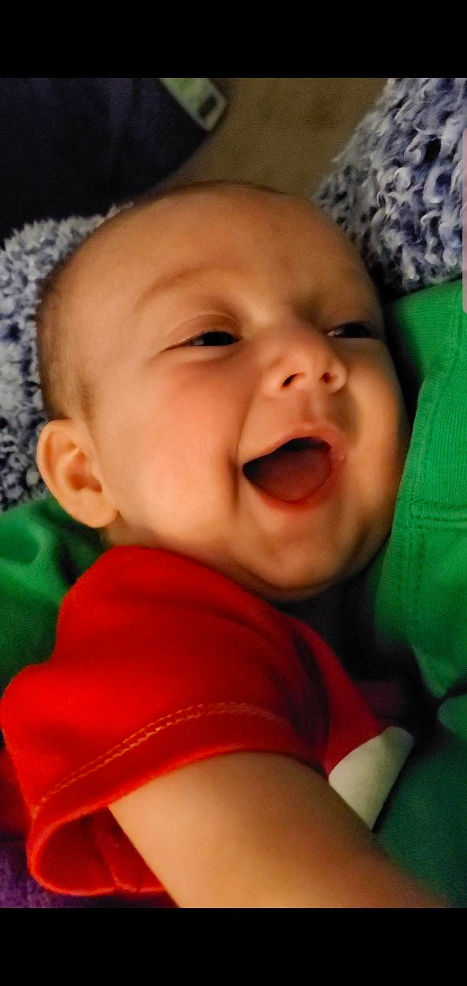 Gunner is registered to the contest to win money with this photo: baby, baby_laughing, baby_making_funny_faces, cheek, child, chin, face, facial_expression, forehead, fun, happy, head, laugh, lip, mouth, nose, person, skin, smile, toddler