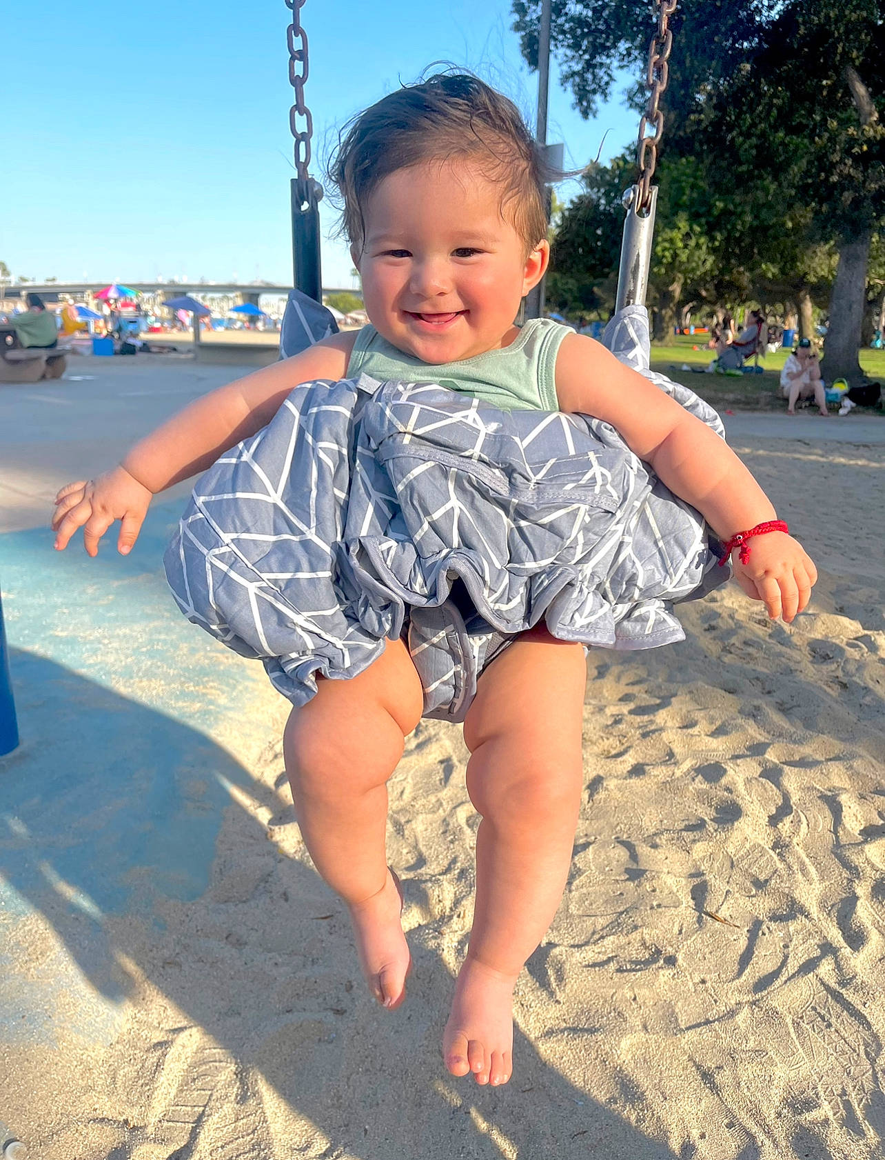 Aziel joined the competition — help win amazing prizes! barefoot, blue, child, cool, facial_expression, finger, fun, happy, joy, leisure, people_in_nature, person, photograph, sand, sky, smile, summer, thigh, thumb, toddler
