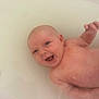 arm, baby, bath, bathroom, child, cute, expression, face, hand, happy, head, infant, joyful, naked, playful, relaxation, skin, smile, tub, water