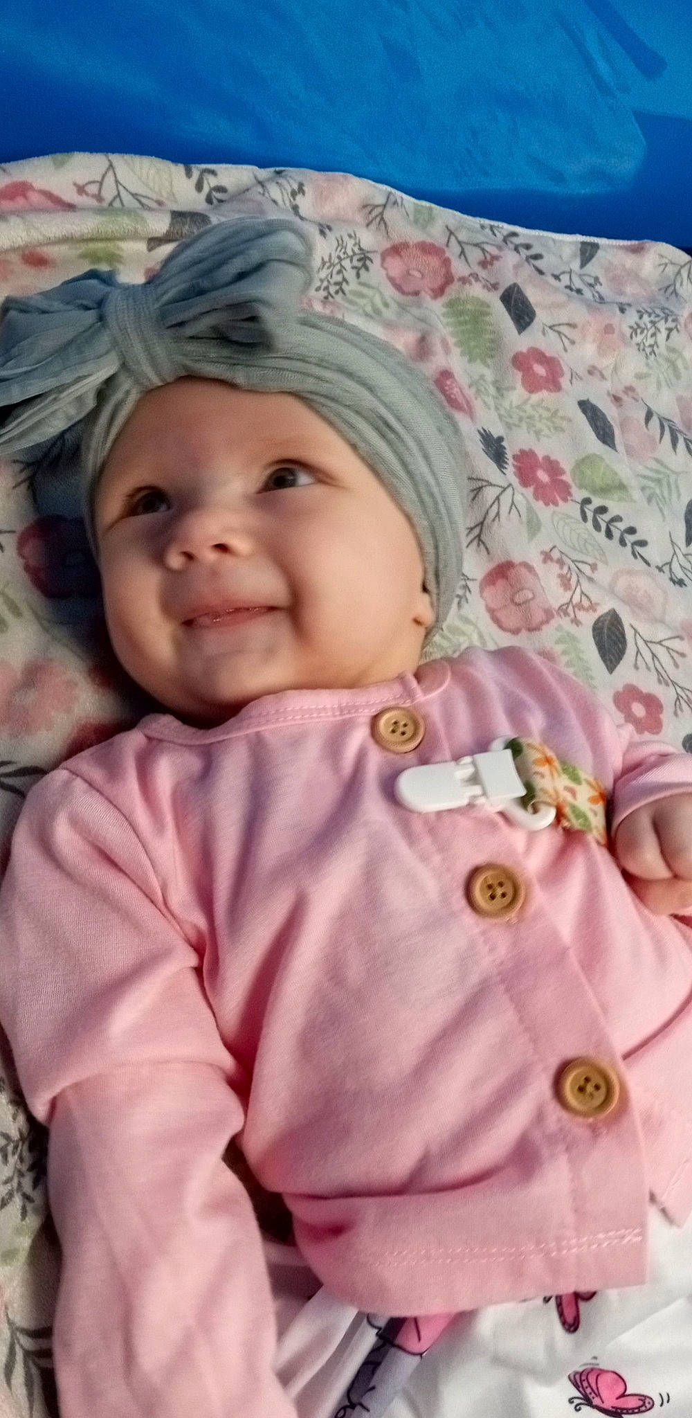 Oaklee joined the competition — help win amazing prizes! baby, baby_toddler_clothing, cheek, child, eye, face, happy, head, headgear, headwear, human_body, iris, lip, outerwear, person, pink, product, skin, sleeve, smile