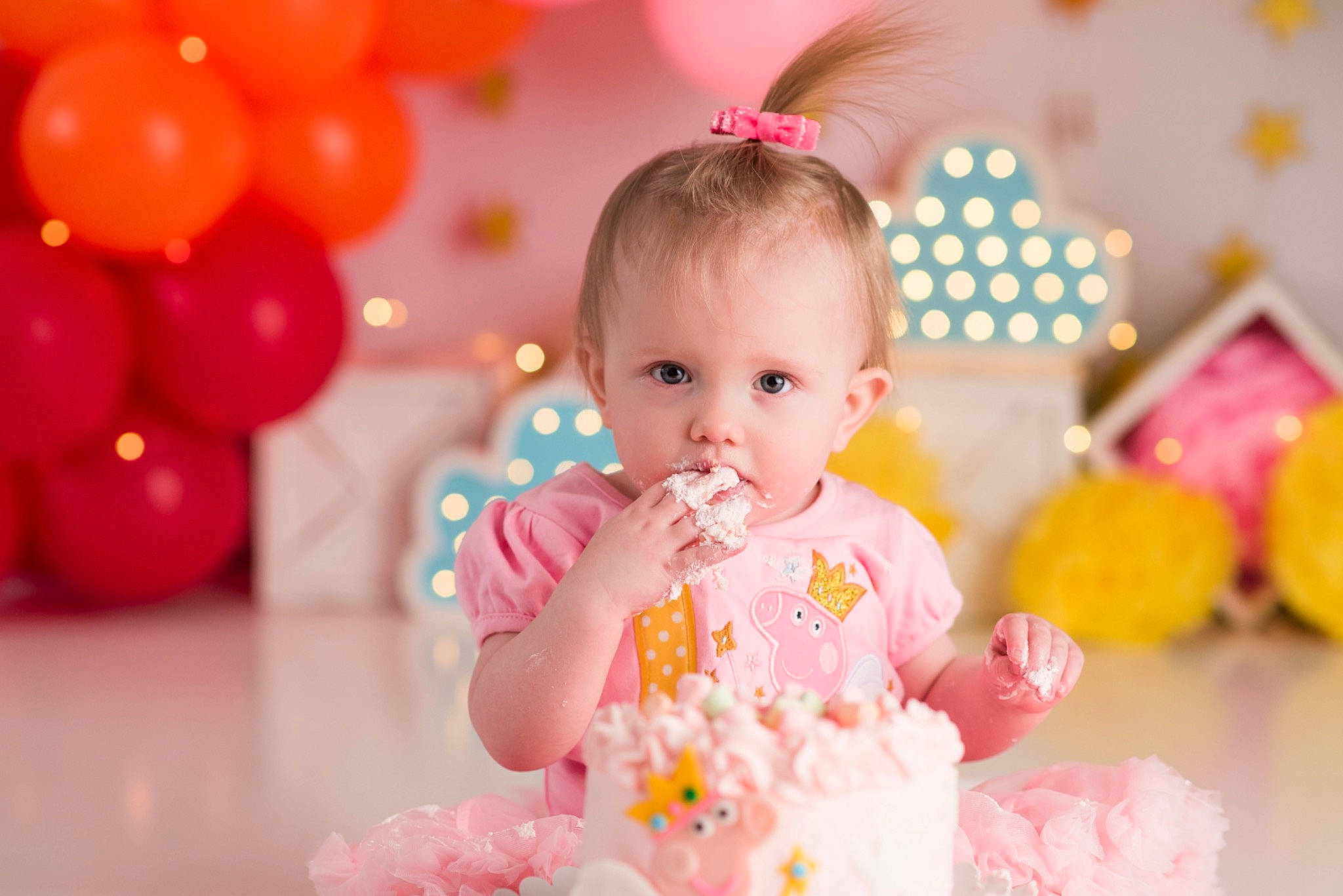 Quinn joined the competition — help win amazing prizes! baby, baby_playing_with_toys, baby_toddler_clothing, beauty, child, dress, event, fun, happy, magenta, orange, party_supply, people, person, photograph, pink, product, skin, snapshot, toddler