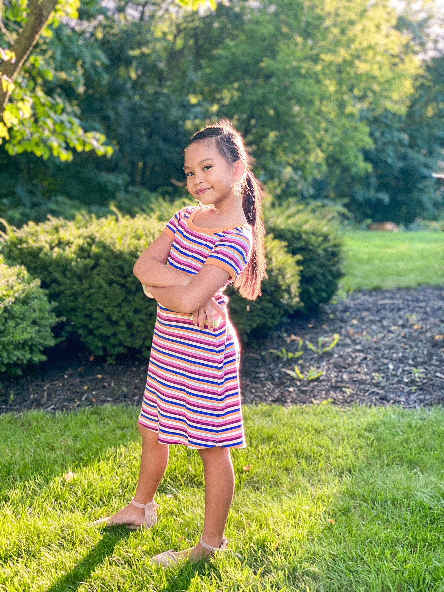 Ziah is registered to the contest to win money with this photo: day_dress, dress, electric_blue, fun, grass, grassland, hair, happy, joy, lawn, leisure, meadow, one_piece_garment, people_in_nature, person, plant, recreation, street_fashion, tree, trunk