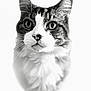 cat, close_up, black_and_white, portrait, animal, feline, whiskers, face, ears, eyes, fur, soft_focus, pet, cute, domestic_animal, muzzle, looking, studio, isolated, monochrome