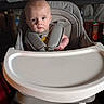 Adam joined the competition — help win amazing prizes! baby, child, curious, expression, eyes, face, food_container, high_chair, indoor, infant, kitchen, looking, pantry, person, plastic, seat, sitting, straps, tray, young_child