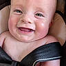 Adam is registered to the contest to win money with this photo: baby, car_seat, cheeks, child, closeup, cute, drool, expression, eyes, face, happiness, infant, joyful, person, portrait, seatbelt, skin, smile, strap, young