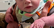 Adam joined the competition — help win amazing prizes! adult_hand, baby, bib, blanket, child, closeup, clothing, curious, cute, expression, face, hand, holding, human, indoor, infant, person, portrait, seated, skin